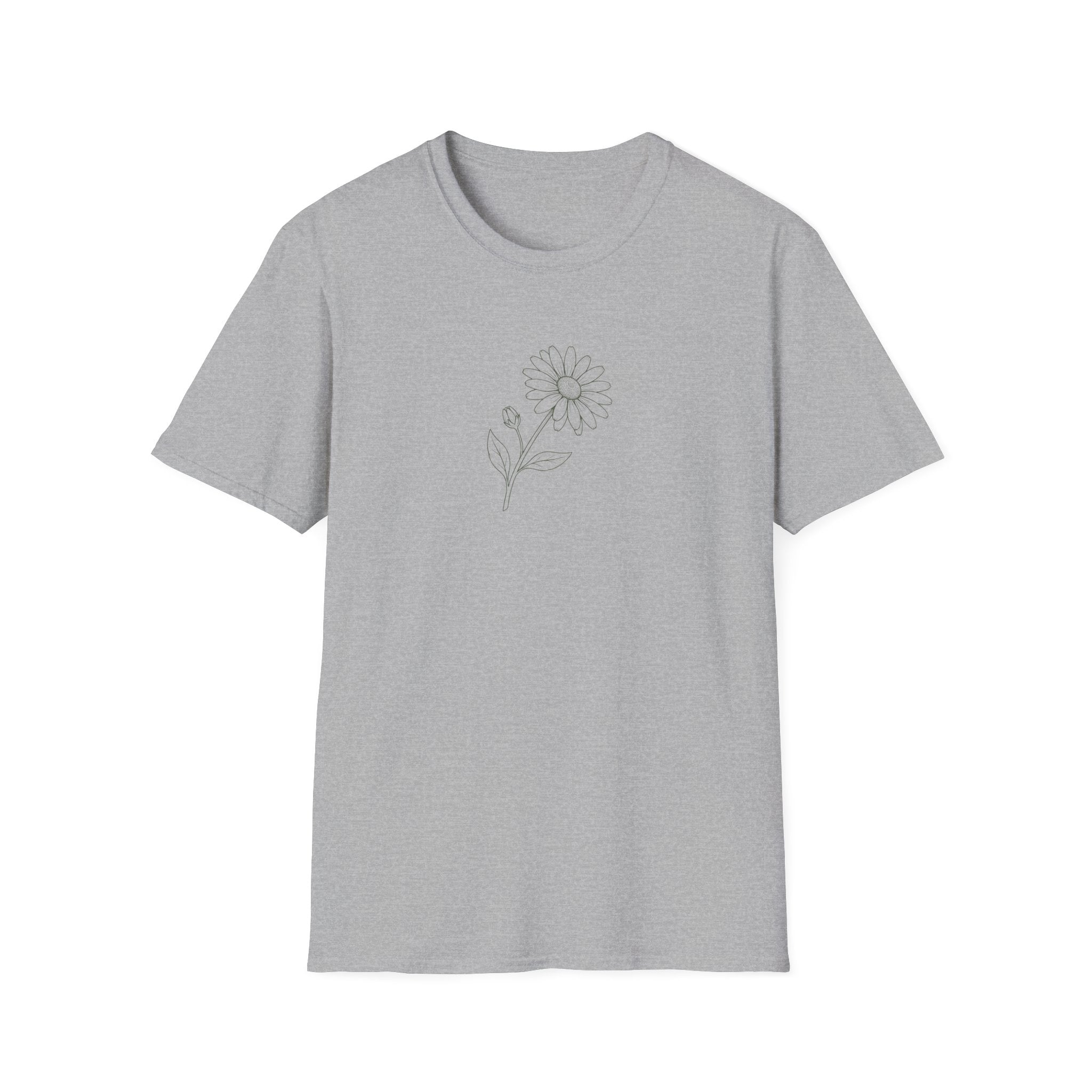 Minimalist Daisy Line Art Unisex T-Shirt | Aesthetic Botanical Sketch Graphic Tee