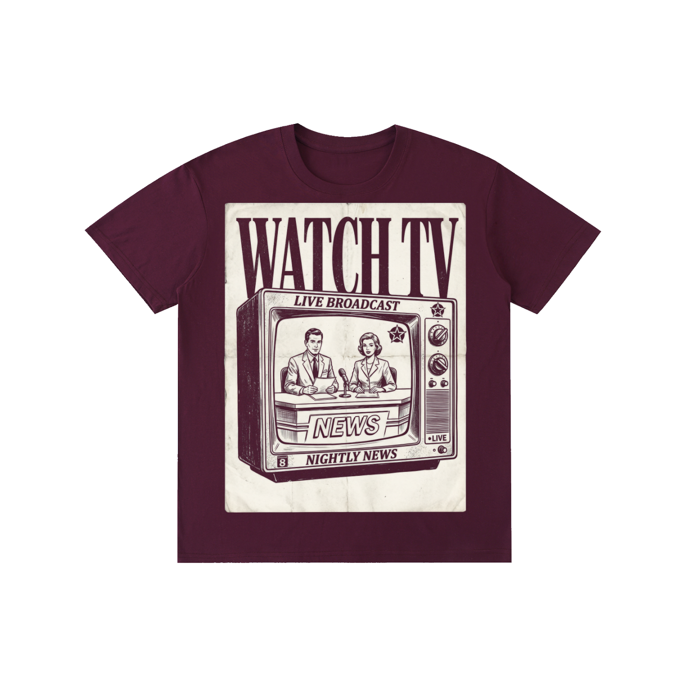 WATCH TV Nightly News Graphic Tee - Streetwear Aesthetic