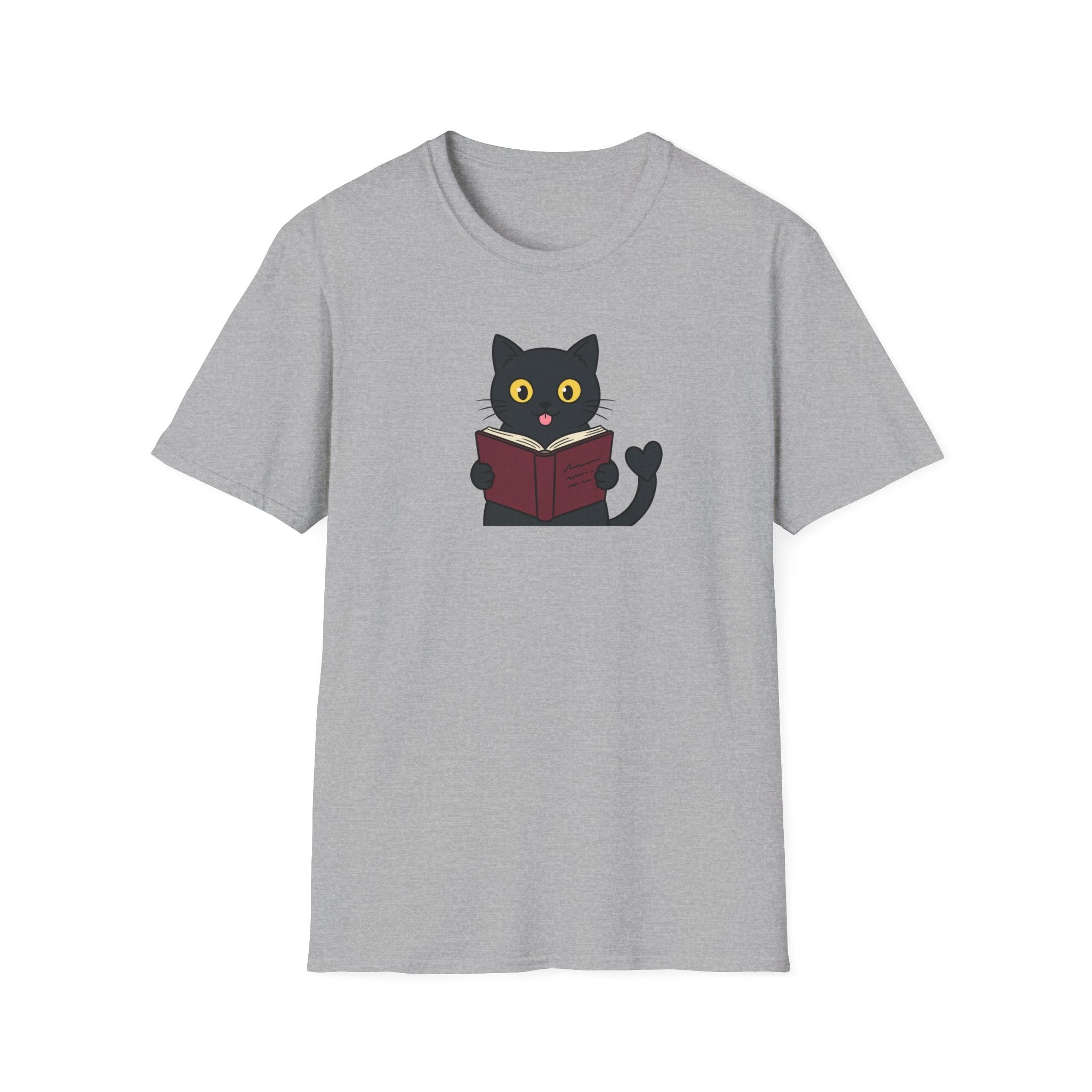 Bookworm Cat Unisex T-Shirt – Reading Black Cat Graphic Tee