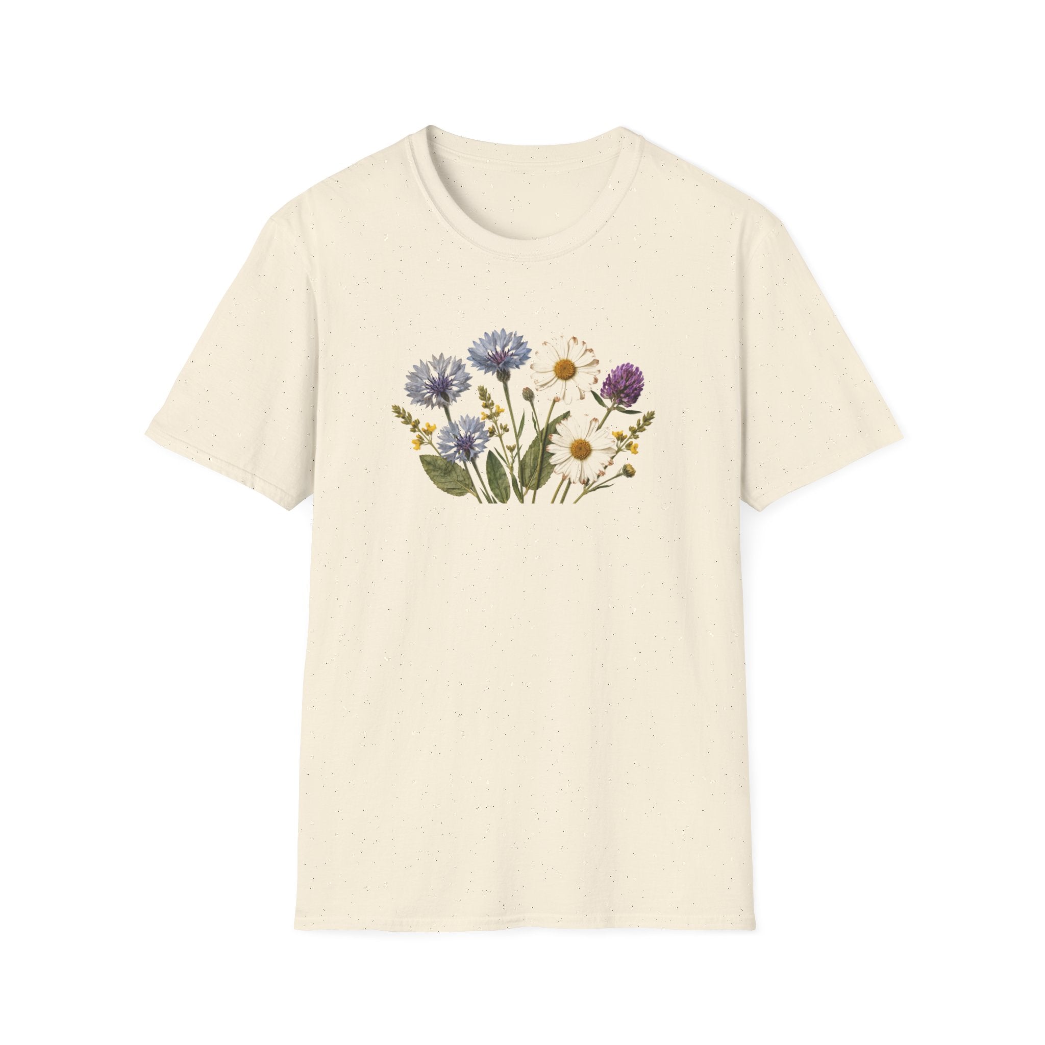 Vintage Cornflower and Daisy Unisex T-Shirt - Cottagecore Wildflower Botanical Graphic Tee