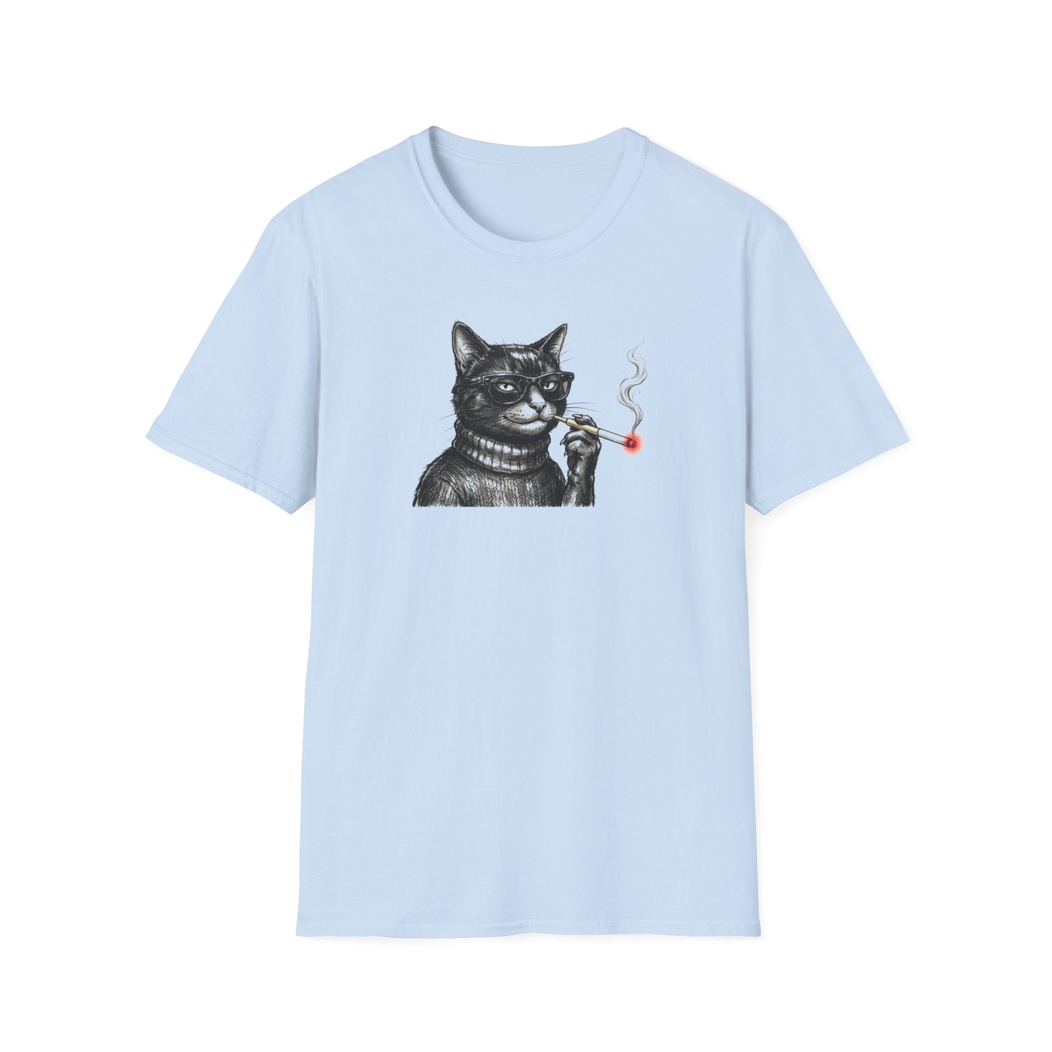 Cool Beatnik Cat Unisex T-Shirt - Vintage Smoking Cat Graphic Tee