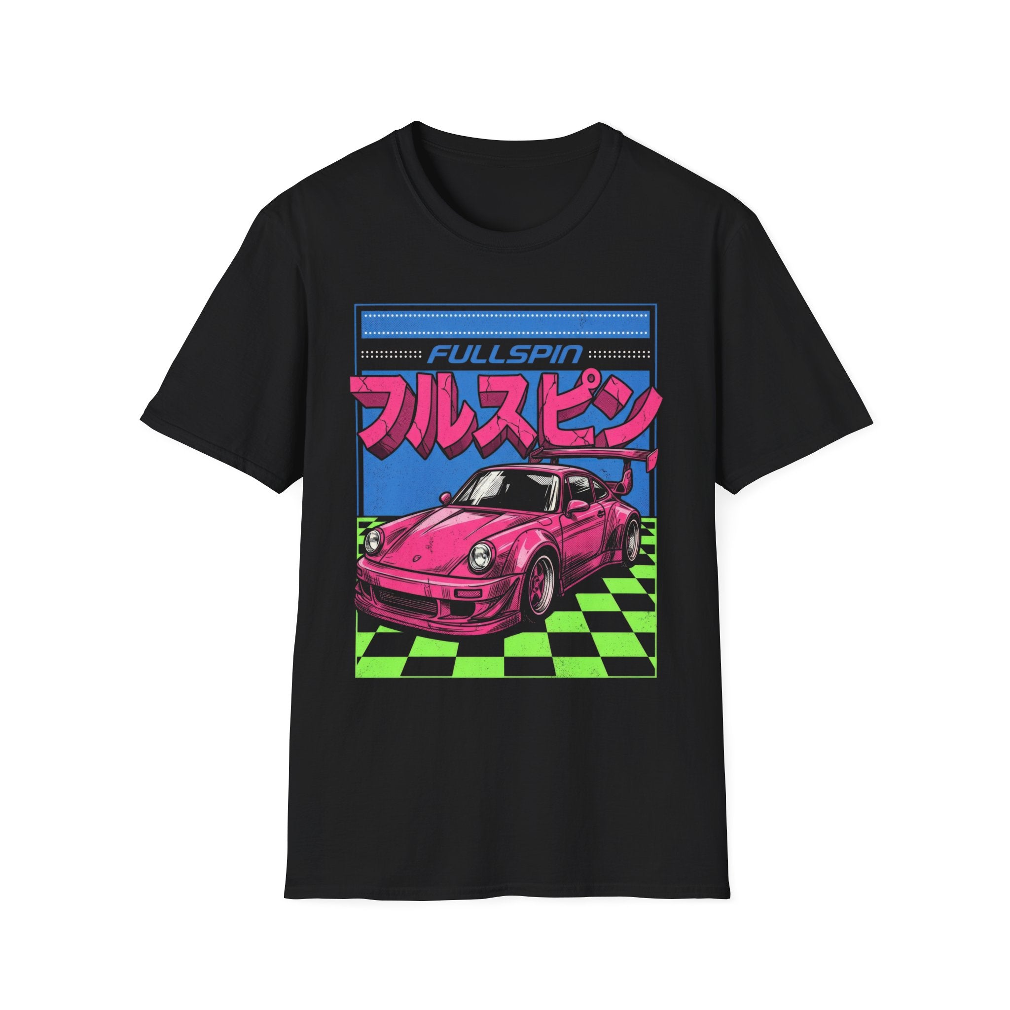 Fullspin JDM Pink Porsche Aesthetic T-Shirt - Japanese Streetwear Graphic Tee