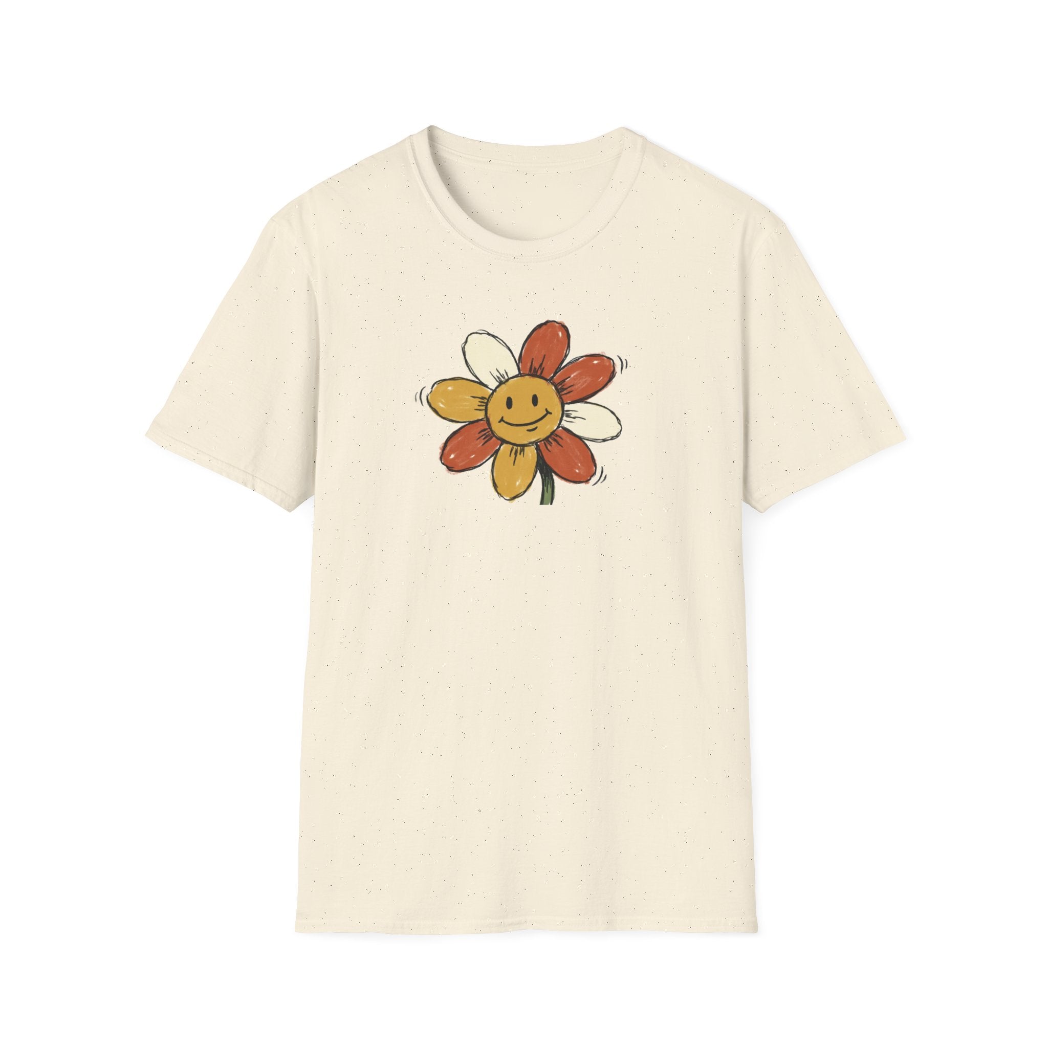 Retro Smiley Face Flower T-Shirt | 70s Vintage Aesthetic Indie Unisex Tee