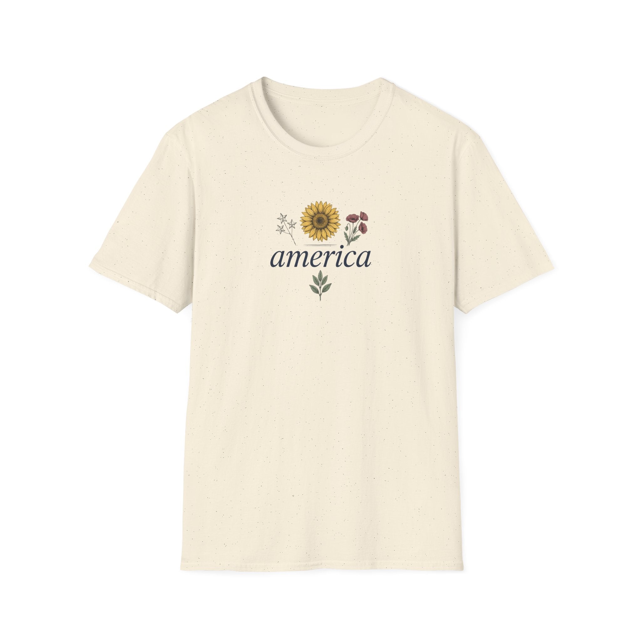 Minimalist Floral America Unisex T-Shirt | Patriotic Graphic Tee