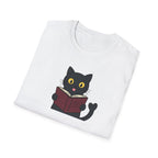 Bookworm Cat Unisex T-Shirt – Reading Black Cat Graphic Tee