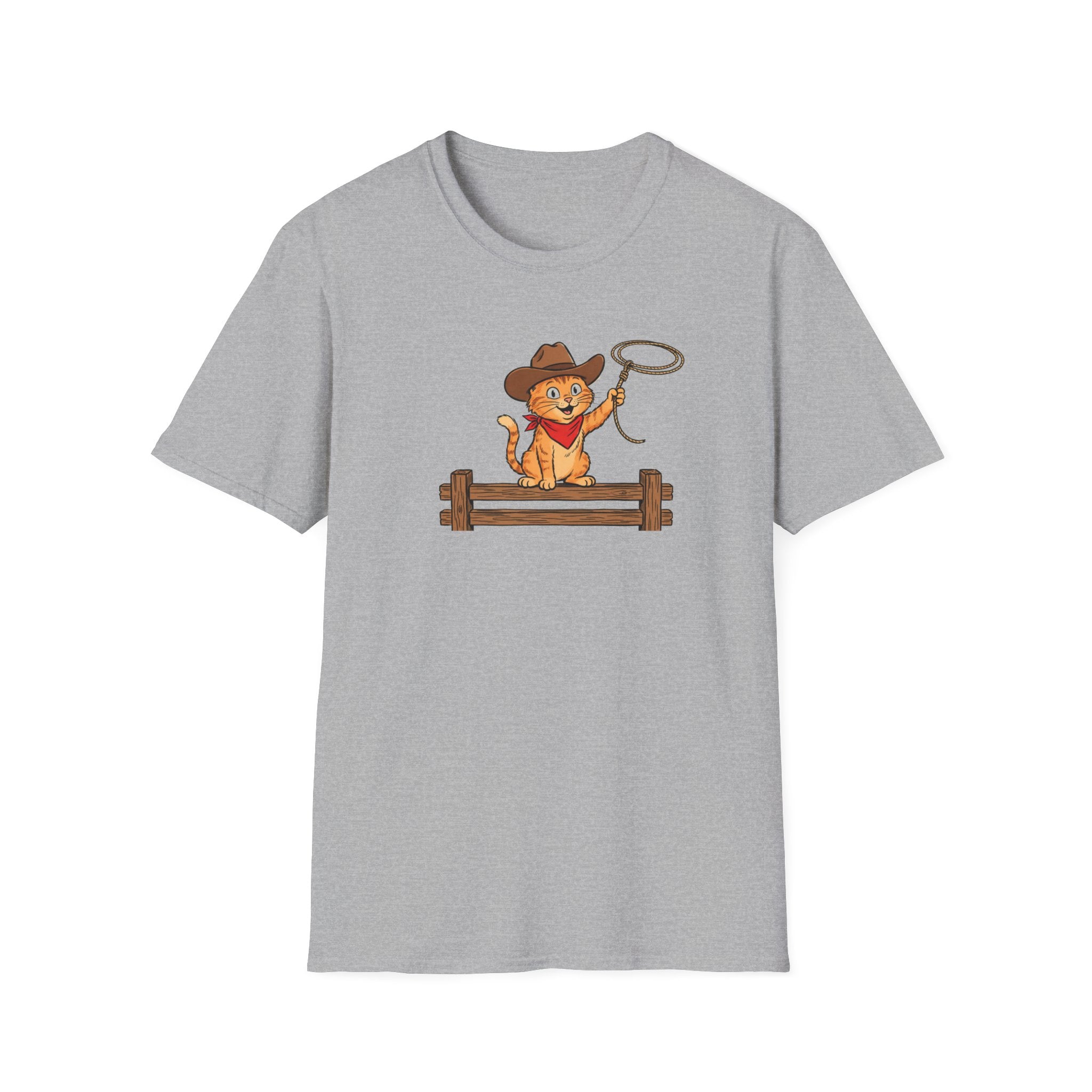 Retro Cowboy Cat Lasso T-Shirt - Cute Orange Tabby Western Graphic Tee