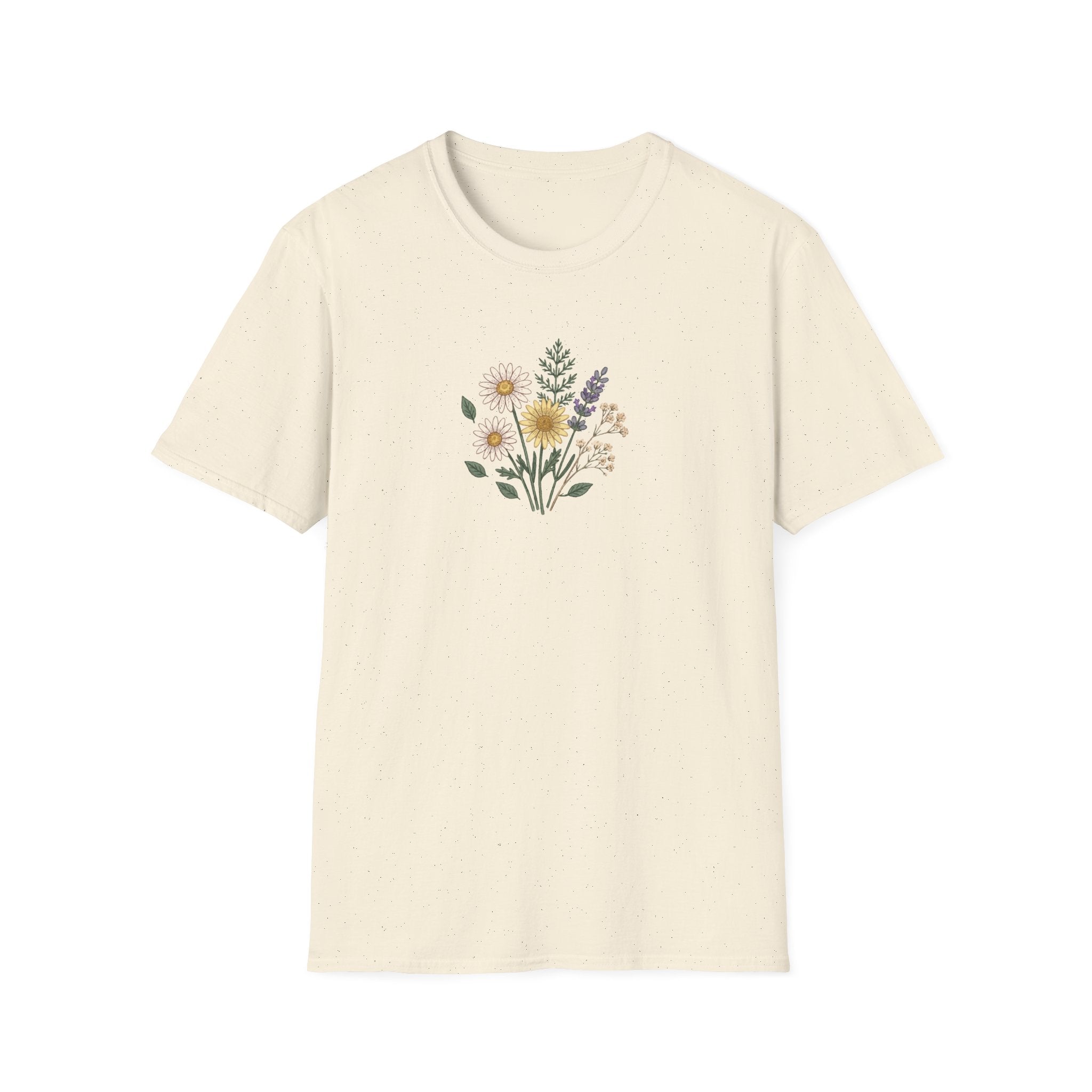 Minimalist Wildflower Bouquet Unisex T-Shirt - Vintage Cottagecore Floral Graphic Tee