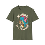 Mongo is Appalled Funny Graphic T-Shirt - Cute Dinosaur and Sassy Cat Tee