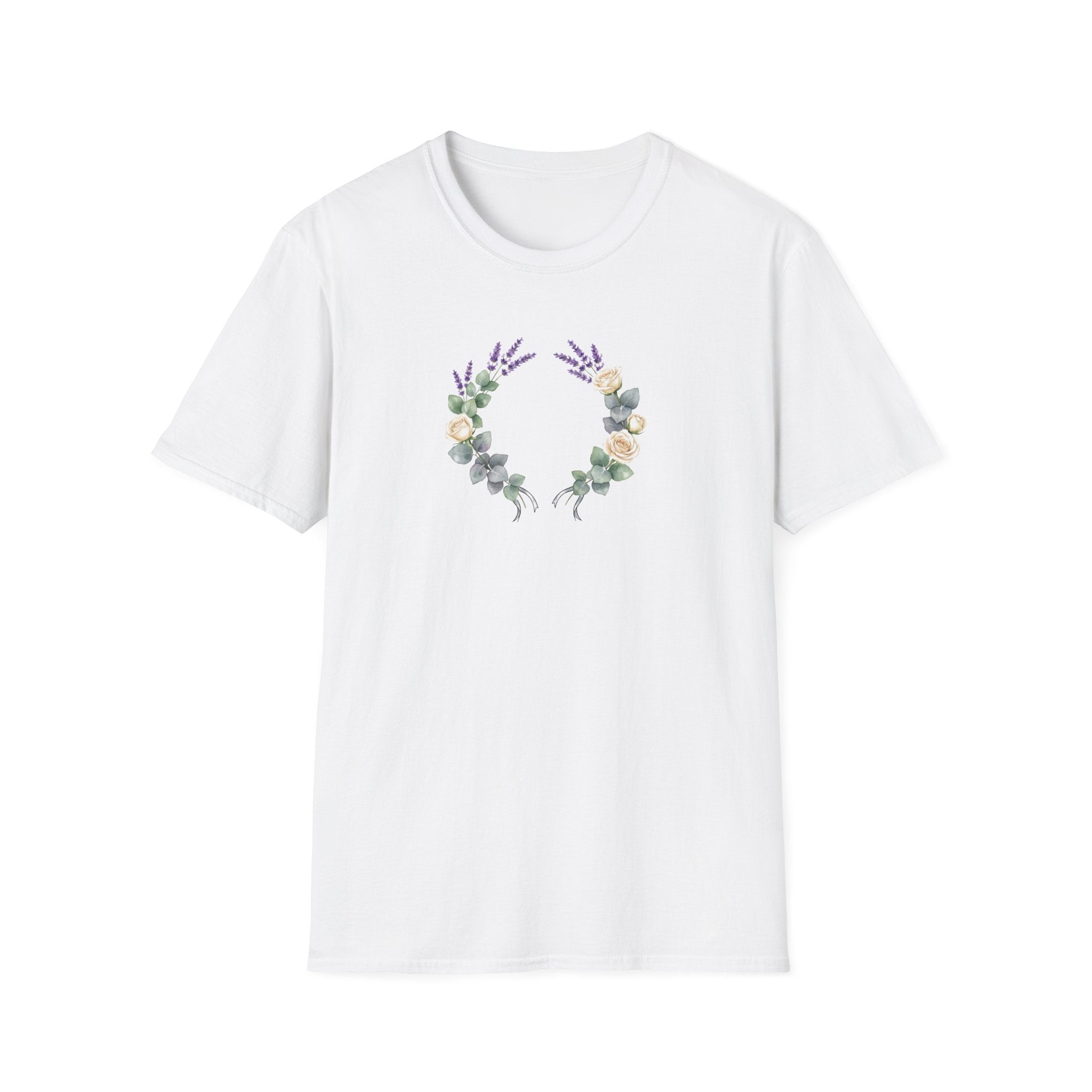 Watercolor Floral Wreath Unisex T-Shirt | Minimalist Botanical Graphic Tee