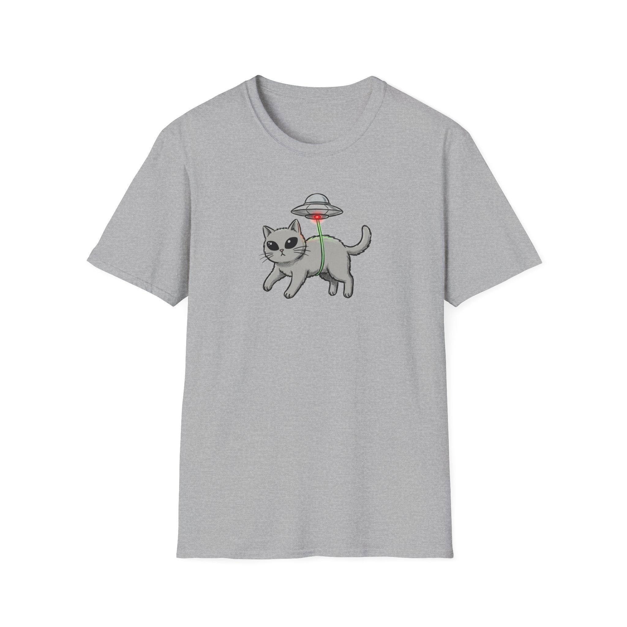 Funny UFO Cat Abduction Unisex T-Shirt - Retro Alien Space Cat Graphic Tee