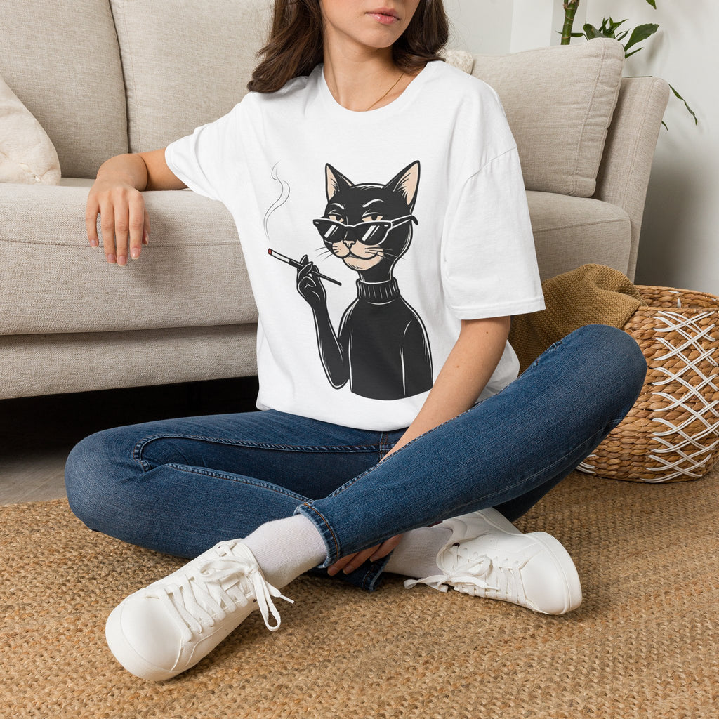 Cool Cat with Sunglasses T-Shirt — Retro Smoking Cat Graphic Tee