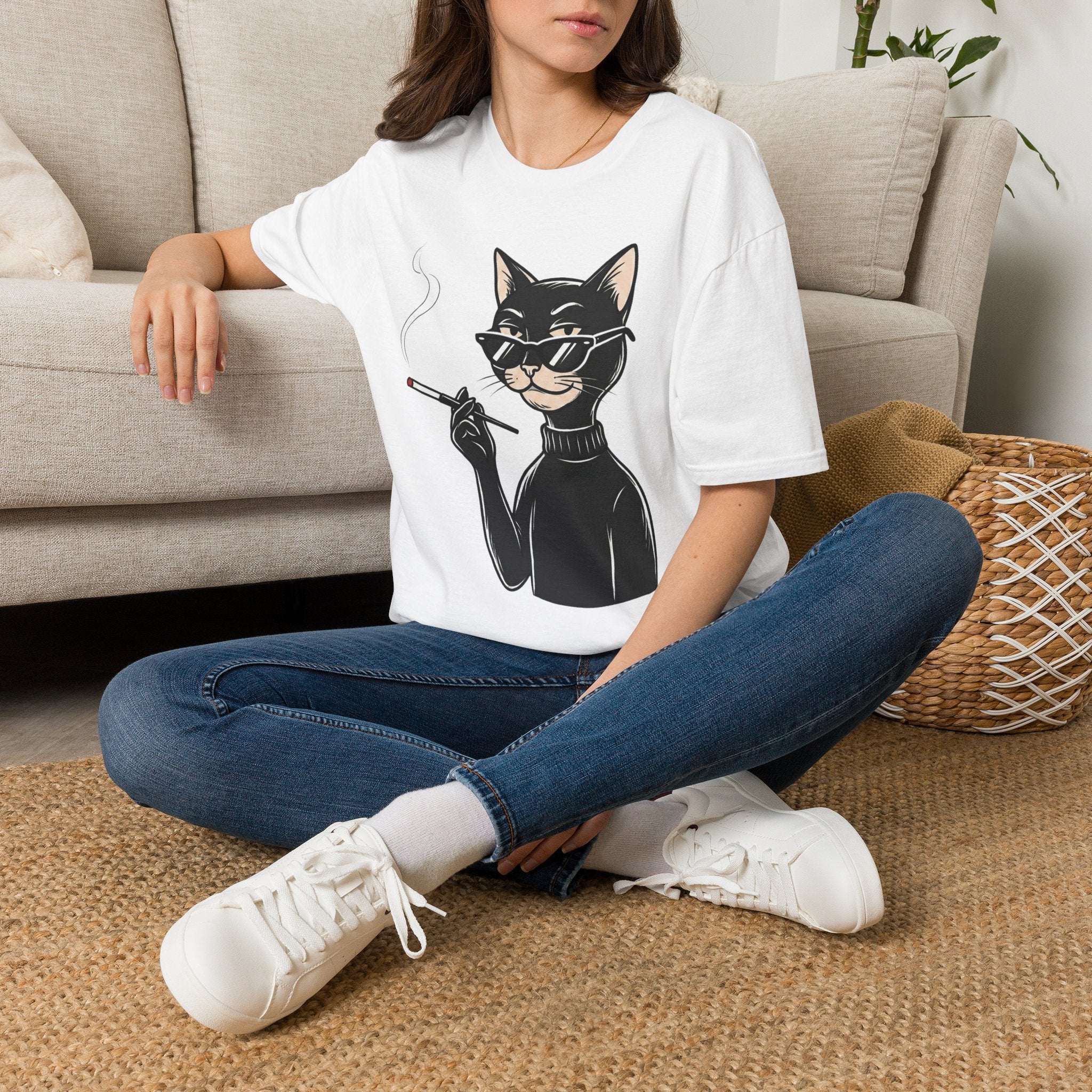 Cool Cat with Sunglasses T-Shirt — Retro Smoking Cat Graphic Tee