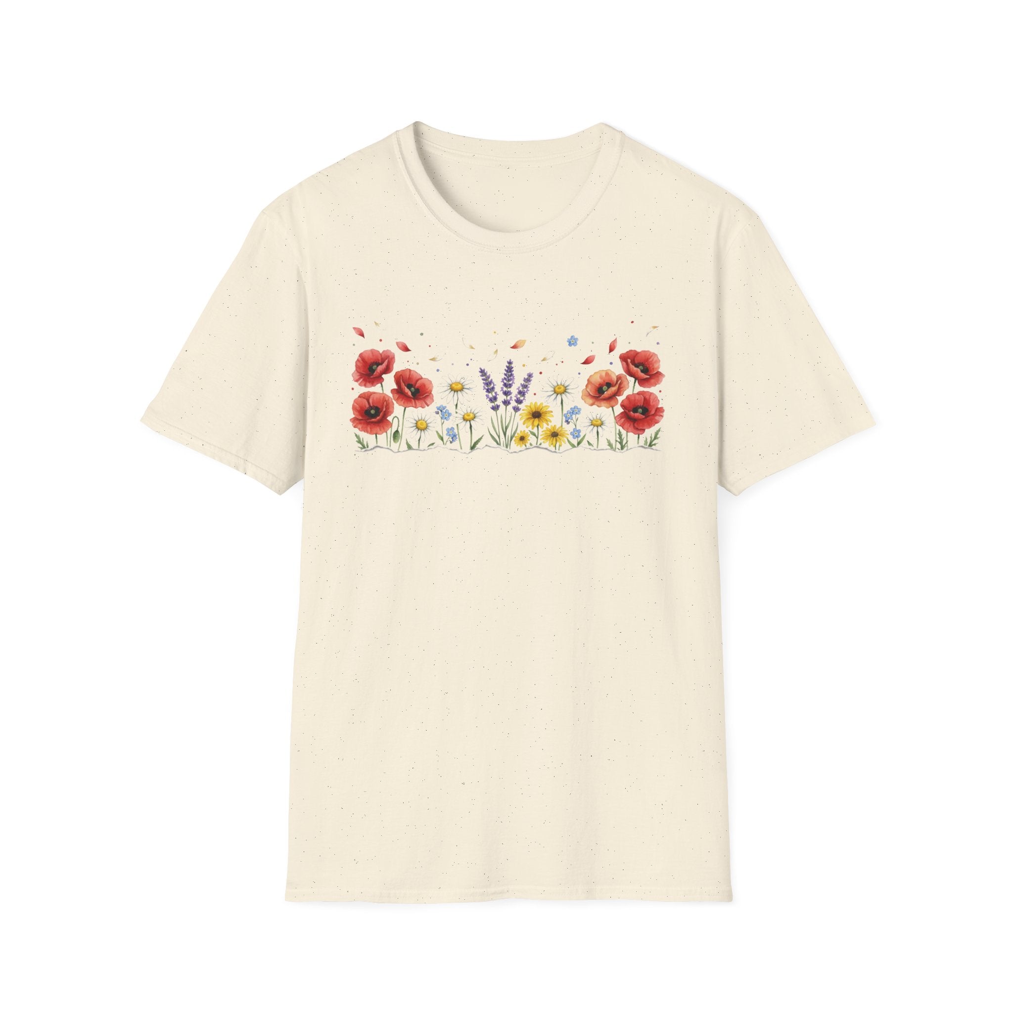 Watercolor Wildflower Meadow T-Shirt | Red Poppy Lavender Cottagecore Unisex Tee