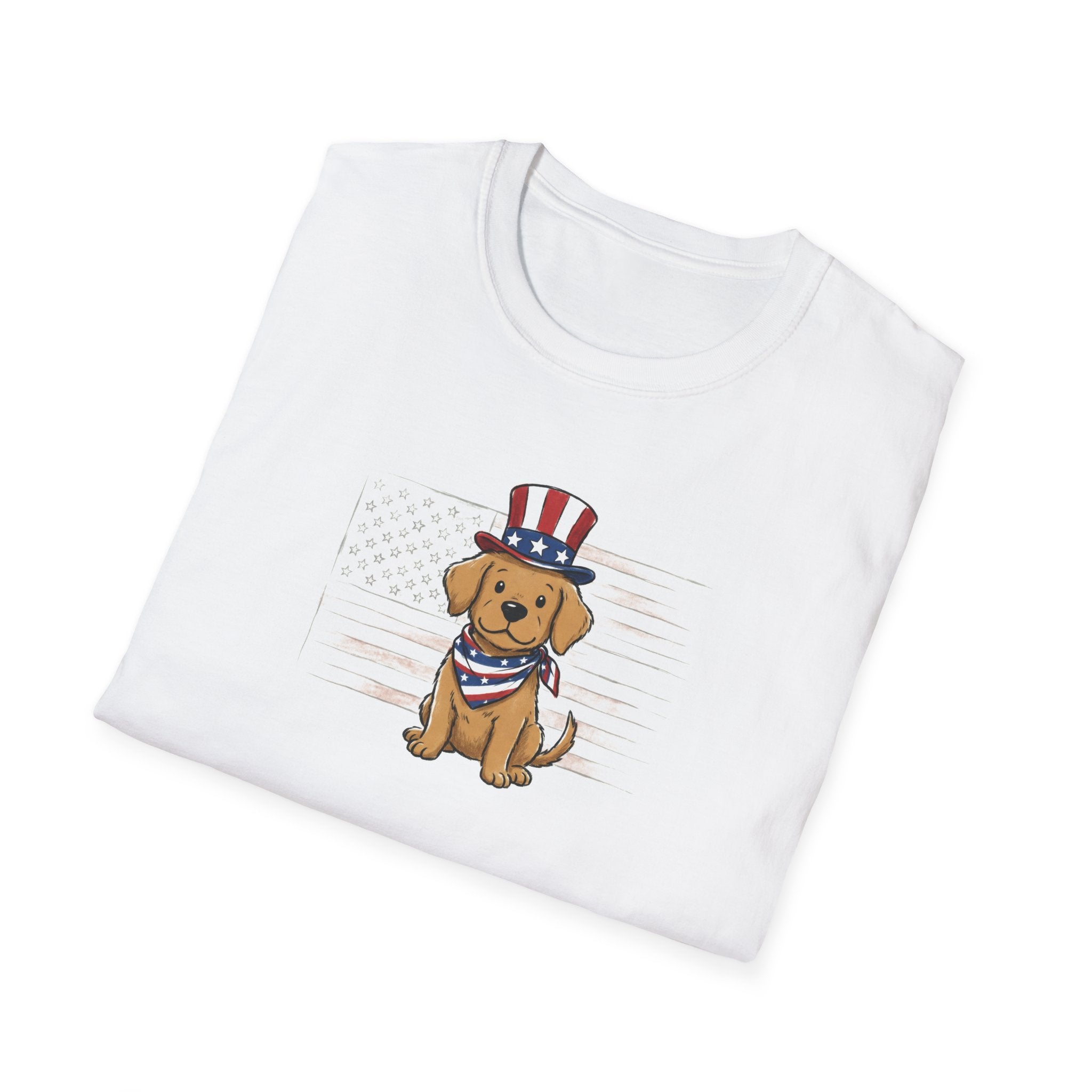 Patriotic Golden Retriever Unisex T-Shirt – 4th of July Dog Graphic Tee