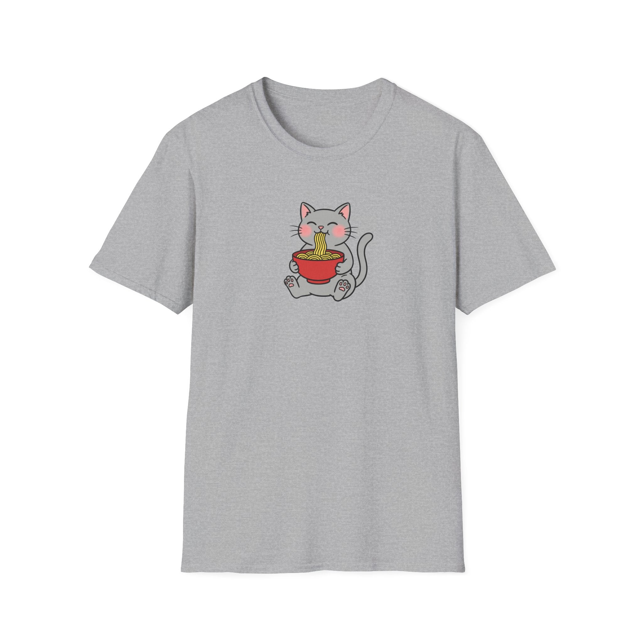 Happy Ramen Cat Unisex Graphic T-Shirt – Cute Japanese Noodle Tee