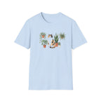 Vintage Calico Cat and Houseplants Unisex T-Shirt - Cute Botanical Cat Graphic Tee