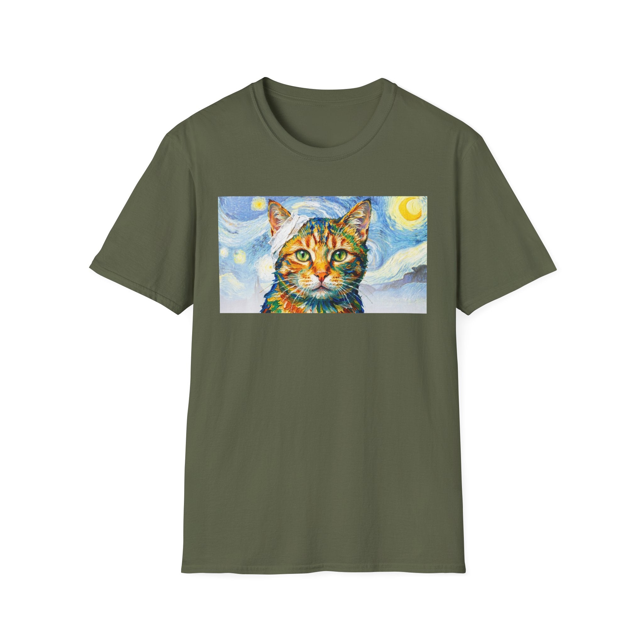 Vincent Van Gogh Starry Night Cat Unisex T-Shirt - Funny Art History Graphic Tee