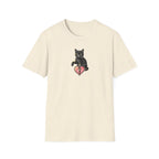 Vintage Tattoo Black Cat Unisex T-Shirt | Edgy Dagger and Heart Graphic Tee