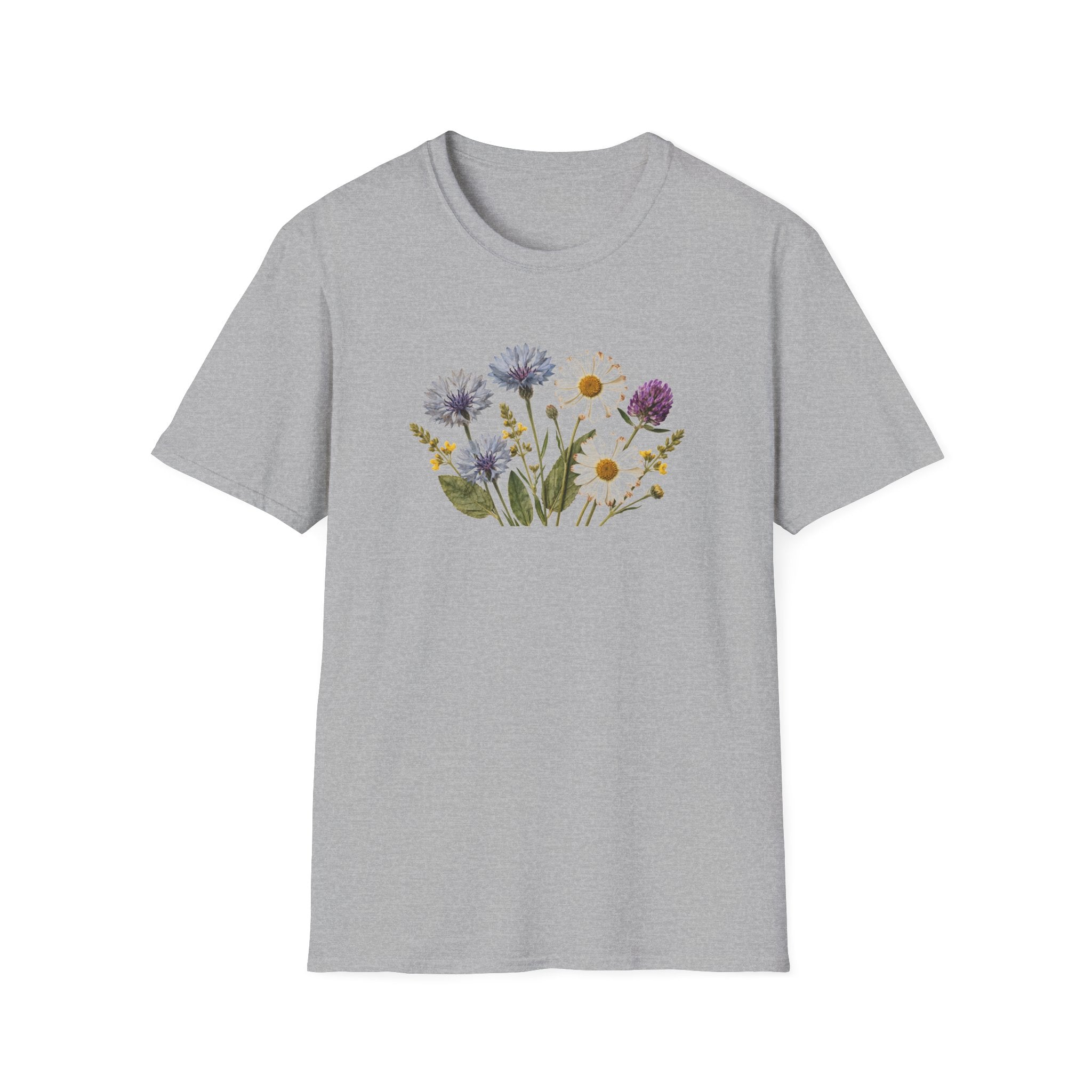 Vintage Cornflower and Daisy Unisex T-Shirt - Cottagecore Wildflower Botanical Graphic Tee
