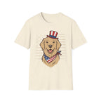 Patriotic Golden Retriever Unisex T-Shirt | 4th of July American Flag Dog Graphic Tee