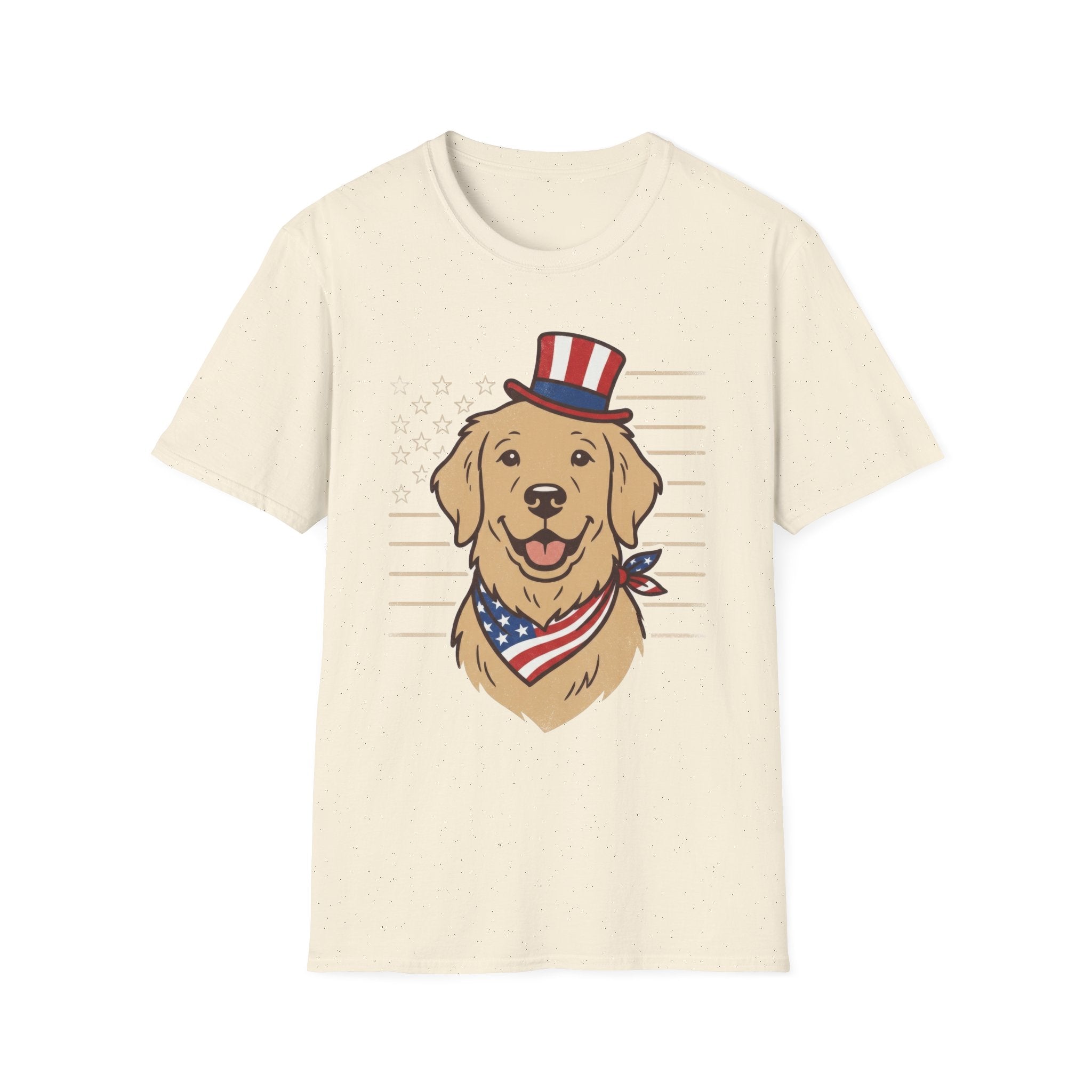Patriotic Golden Retriever Unisex T-Shirt | 4th of July American Flag Dog Graphic Tee