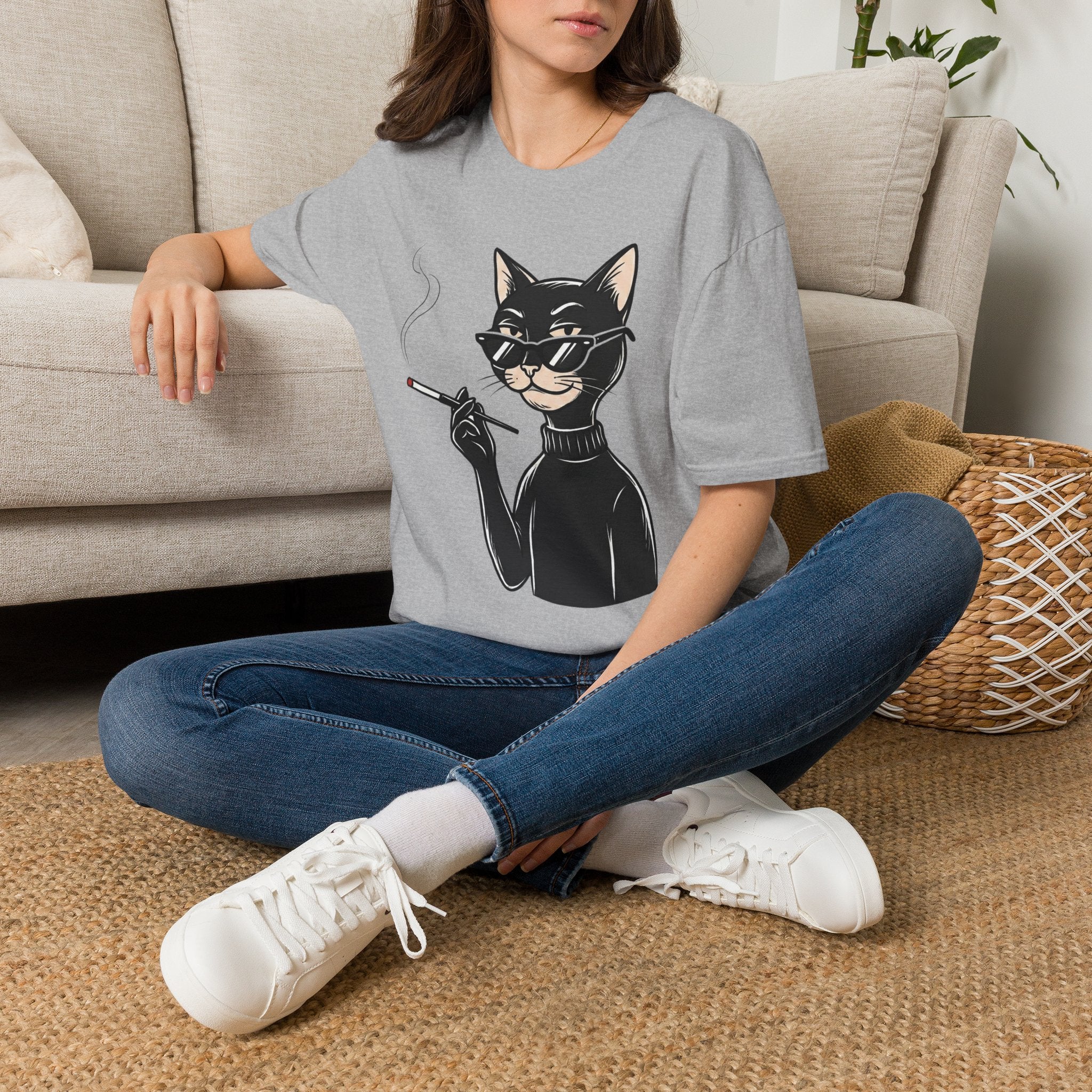 Cool Cat with Sunglasses T-Shirt — Retro Smoking Cat Graphic Tee