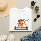 Retro Cowboy Cat Lasso T-Shirt - Cute Orange Tabby Western Graphic Tee