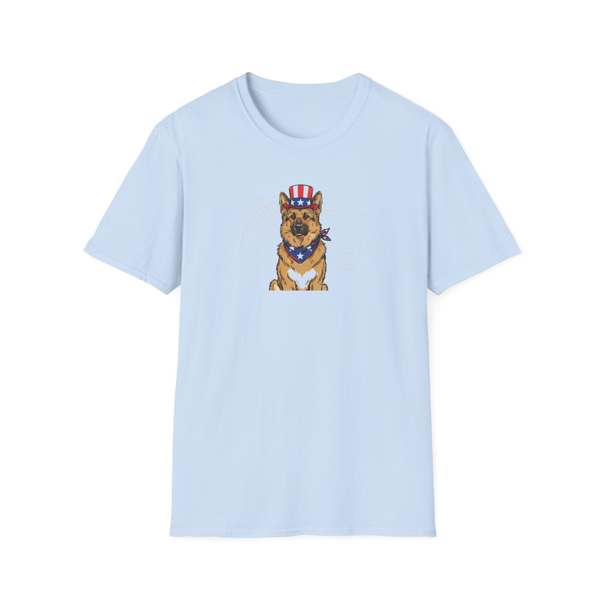 Patriotic German Shepherd Unisex T-Shirt – USA Flag Dog Graphic Tee