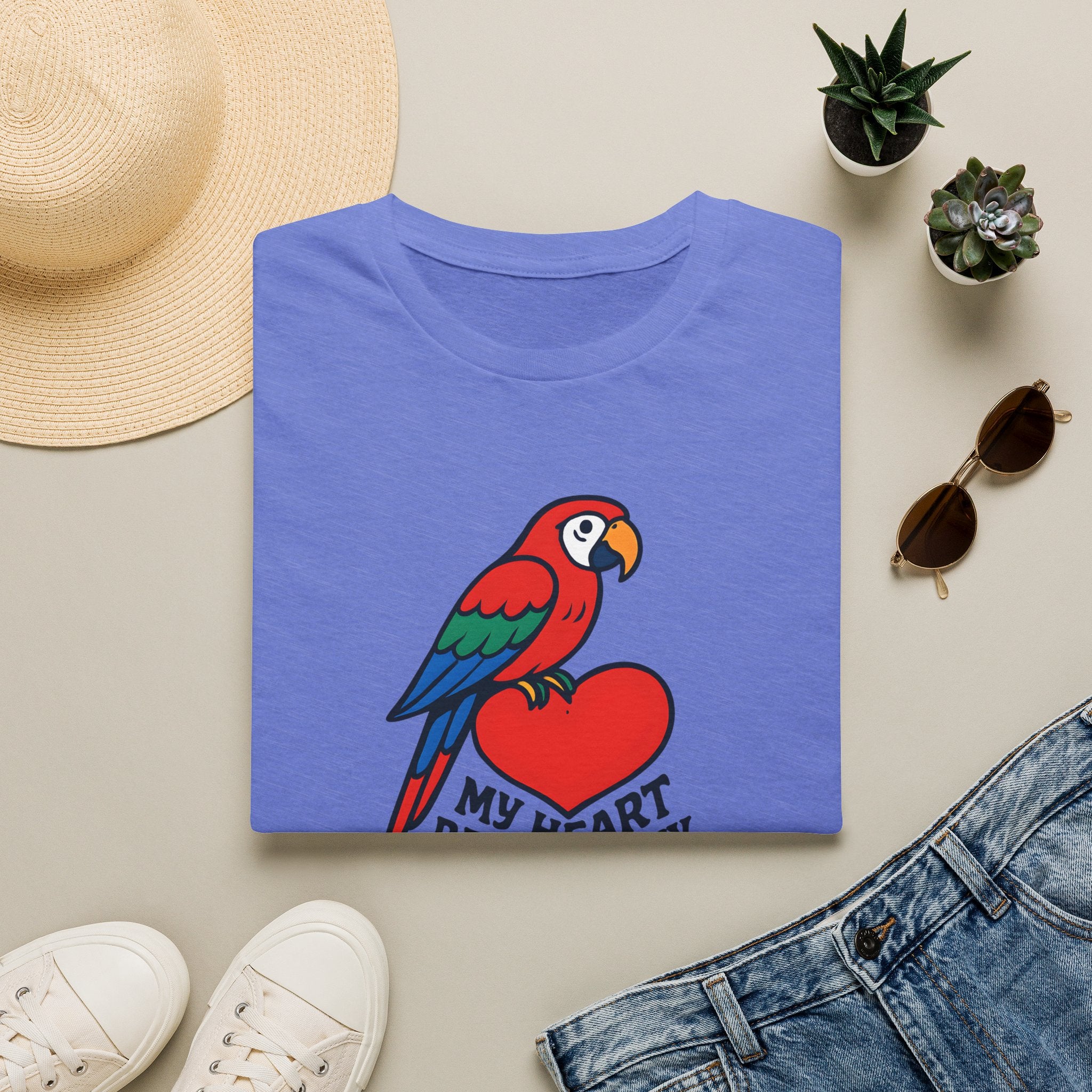 Parrot on Heart T-Shirt