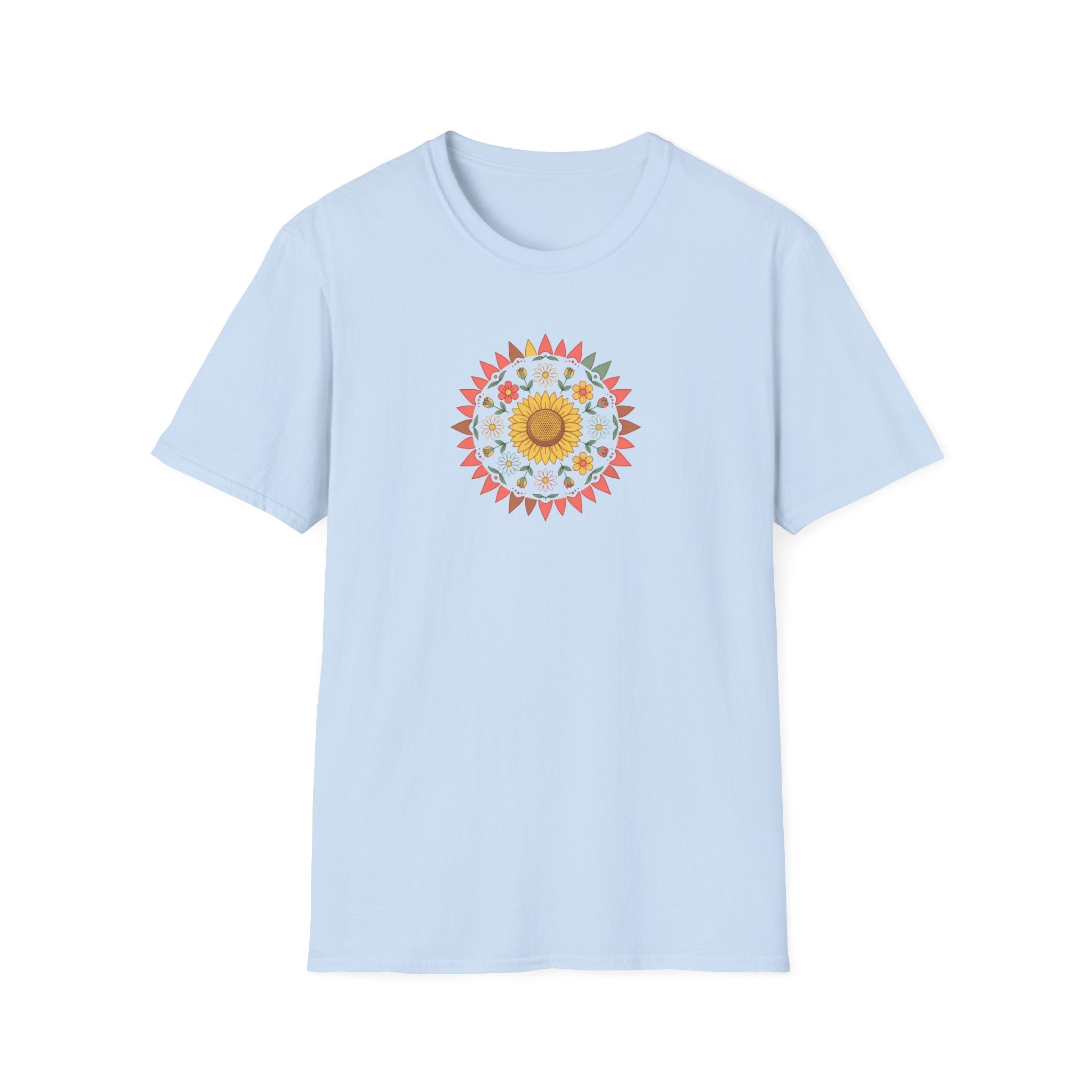 Boho Sunflower Mandala Graphic T-Shirt | Vintage Floral Unisex Tee