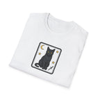 Mystical Black Cat Tarot Card Unisex T-Shirt | Gothic Moon and Dagger Graphic Tee