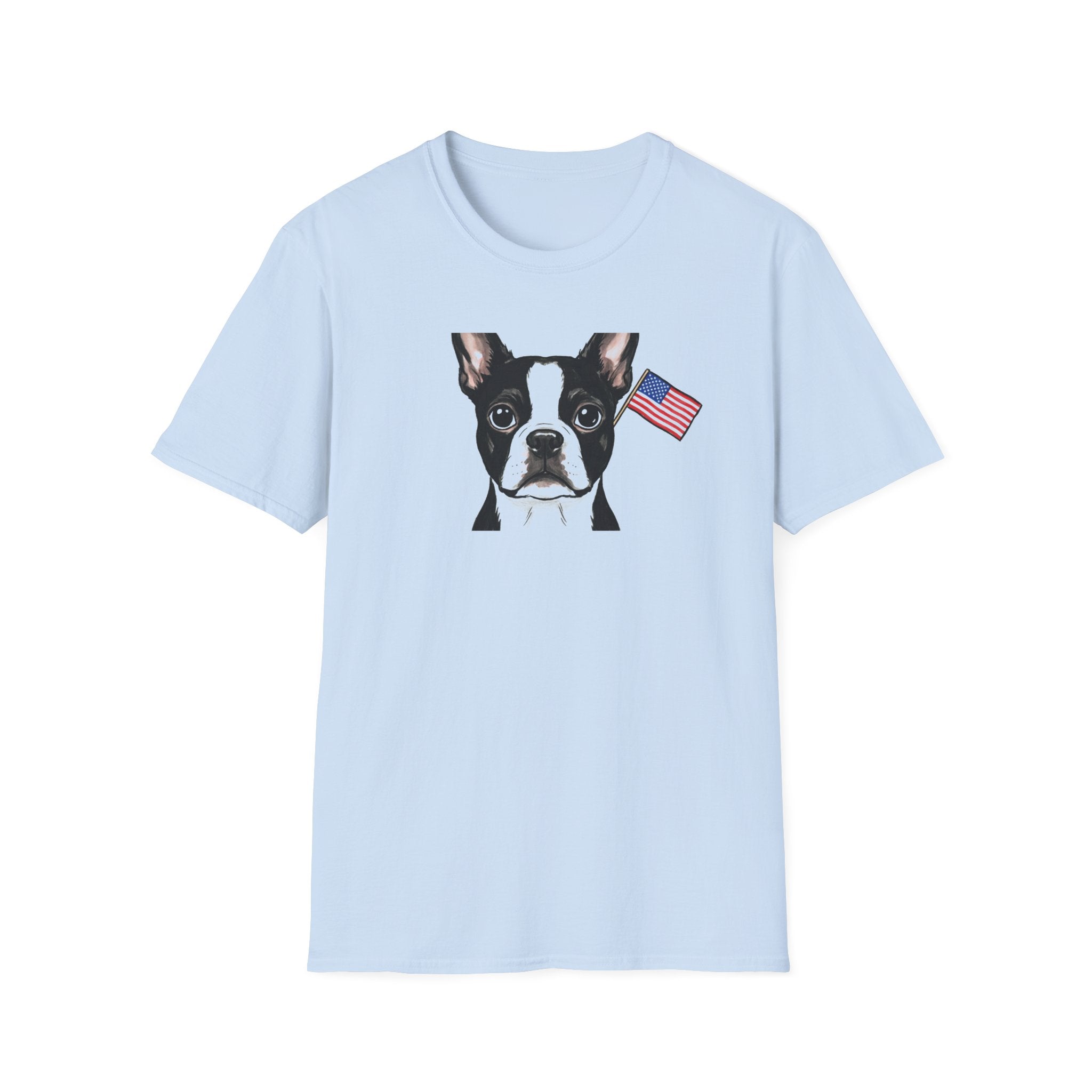 Patriotic Boston Terrier 4th of July Unisex T-Shirt - Vintage American Flag Dog Graphic Tee