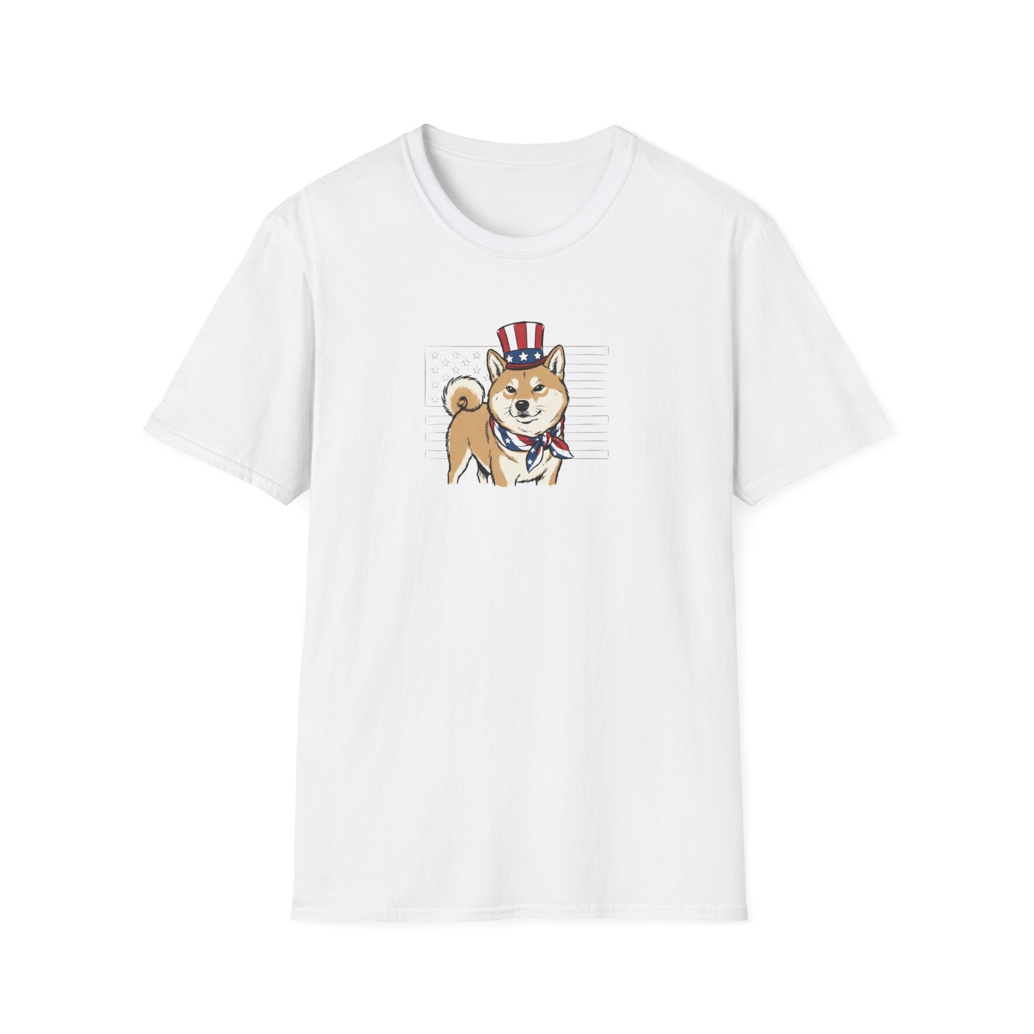 Patriotic Shiba Inu USA Flag Bandana Unisex T-Shirt