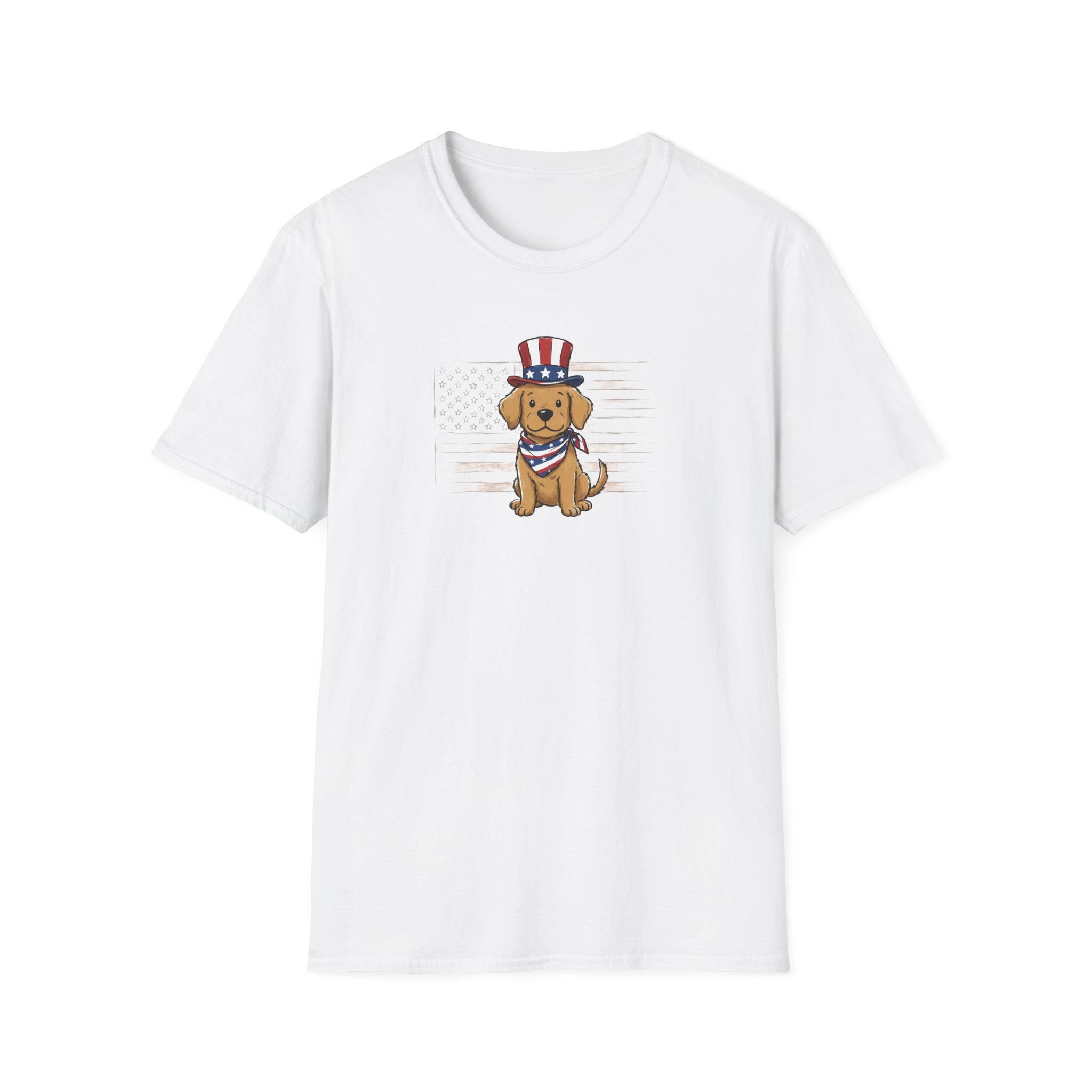 Patriotic Golden Retriever Unisex T-Shirt – 4th of July Dog Graphic Tee