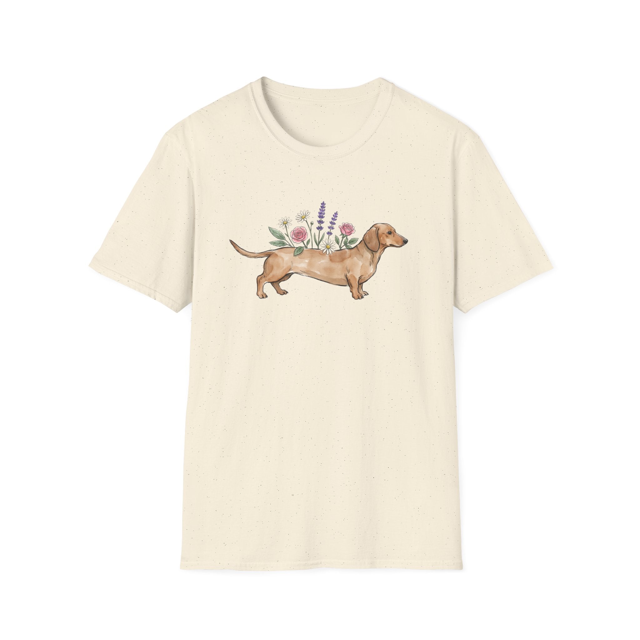 Watercolor Dachshund Floral Graphic Unisex T-Shirt | Cute Wiener Dog Art Tee