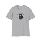 Mischievous Black Cat Holding Match T-Shirt - Funny Arson Cat White Tee
