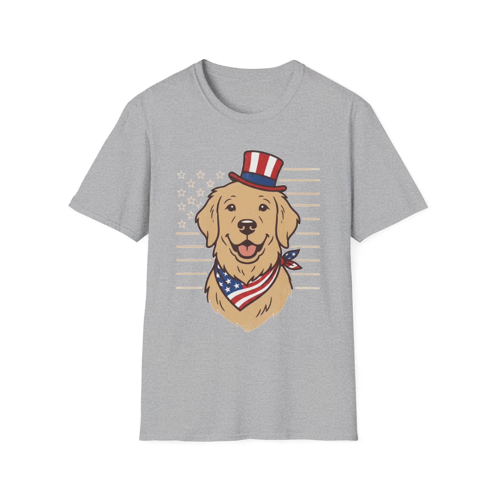 Patriotic Golden Retriever Unisex T-Shirt | 4th of July American Flag Dog Graphic Tee