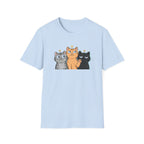 Funny Three Cartoon Cats Unisex T-Shirt - Cute Kitten Trio Graphic Tee