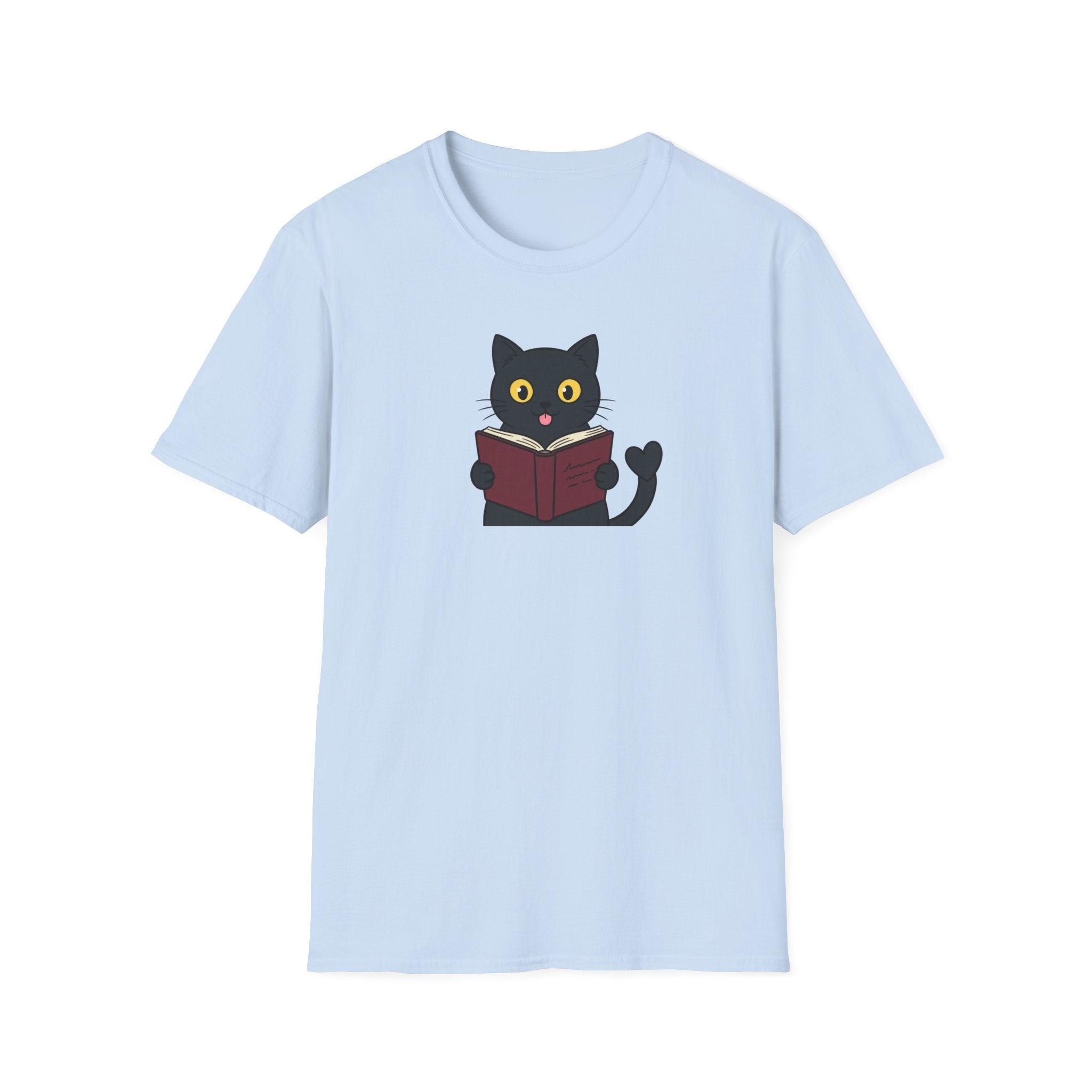 Bookworm Cat Unisex T-Shirt – Reading Black Cat Graphic Tee