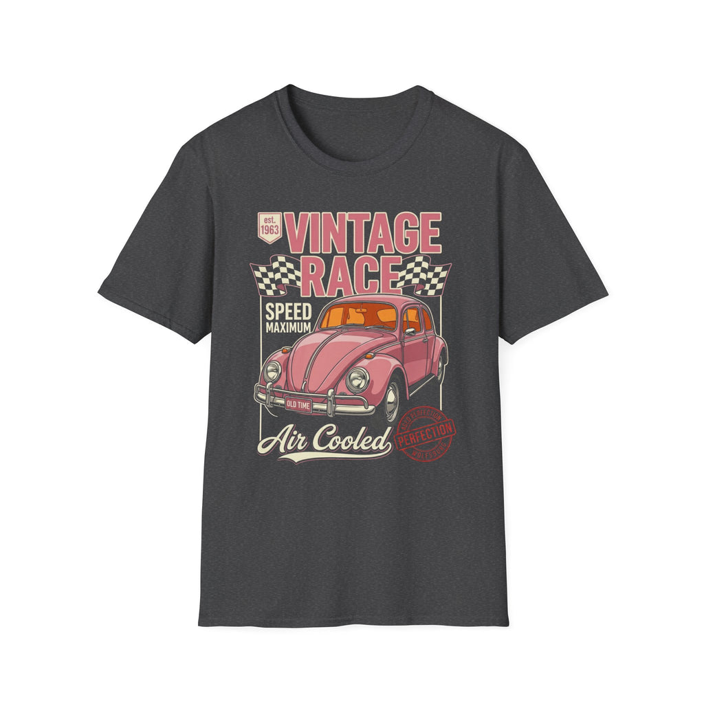 Vintage Air Cooled Beetle Racing T-Shirt - Retro Pink Bug Graphic Tee
