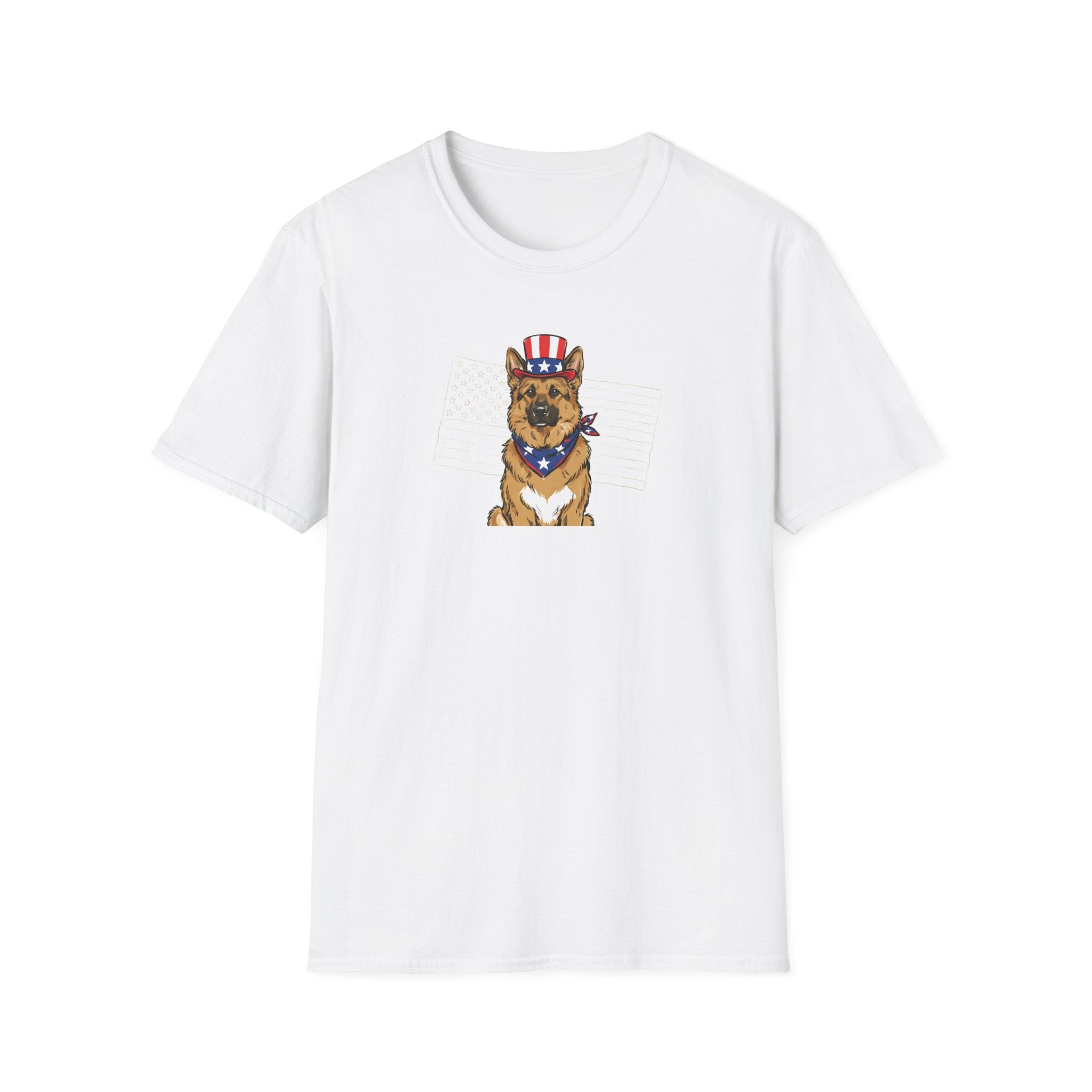 Patriotic German Shepherd Unisex T-Shirt – USA Flag Dog Graphic Tee