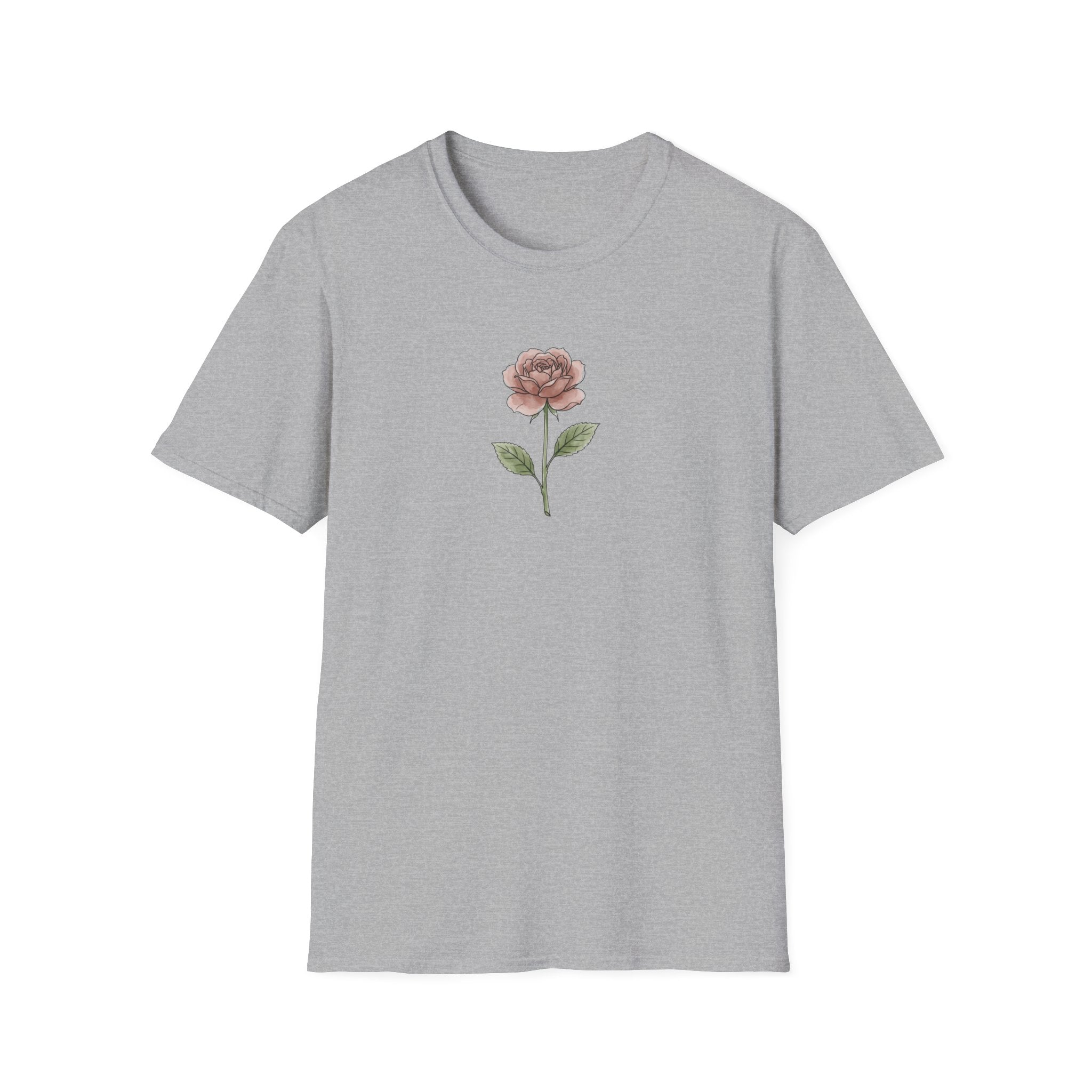 Minimalist Rose Unisex T-Shirt – Simple Floral Graphic Tee