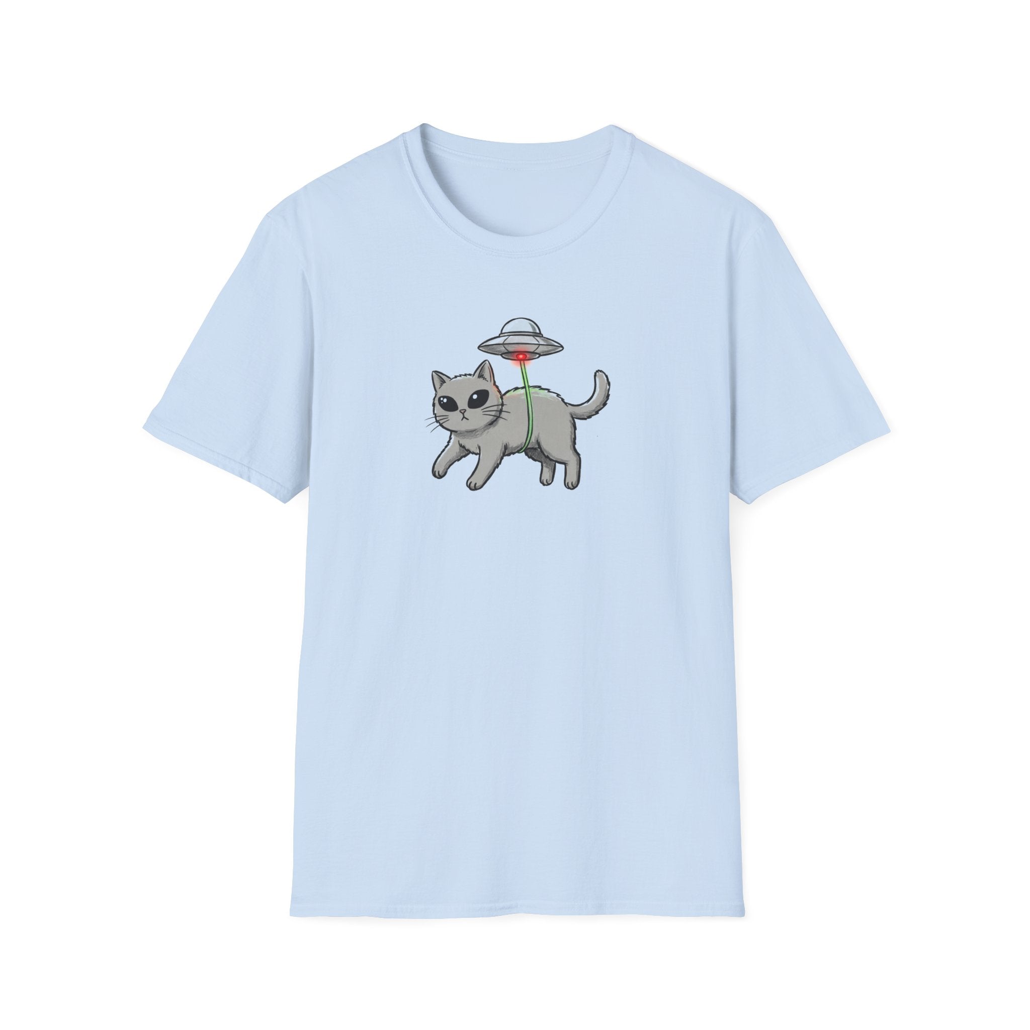 Funny UFO Cat Abduction Unisex T-Shirt - Retro Alien Space Cat Graphic Tee