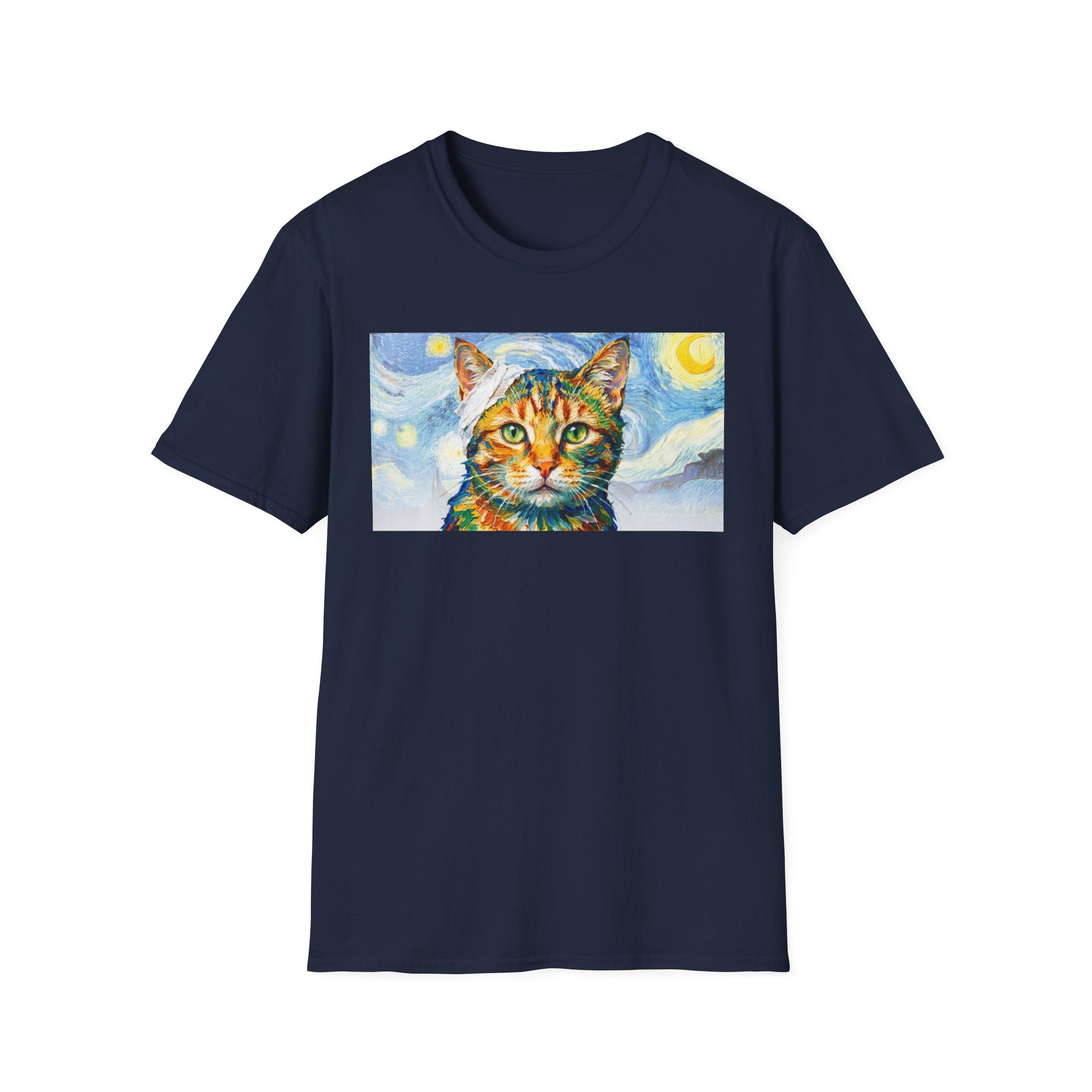 Vincent Van Gogh Starry Night Cat Unisex T-Shirt - Funny Art History Graphic Tee