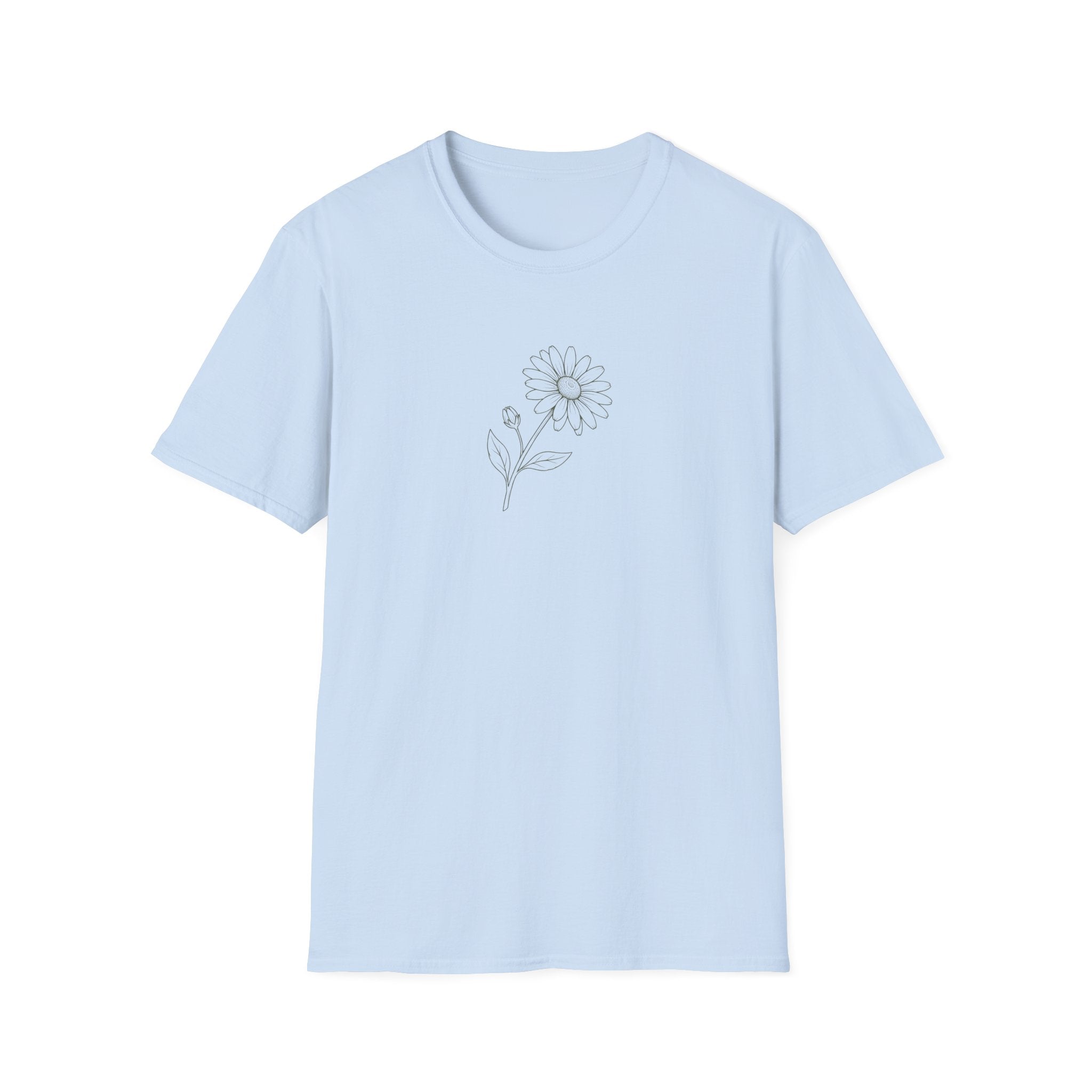 Minimalist Daisy Line Art Unisex T-Shirt | Aesthetic Botanical Sketch Graphic Tee