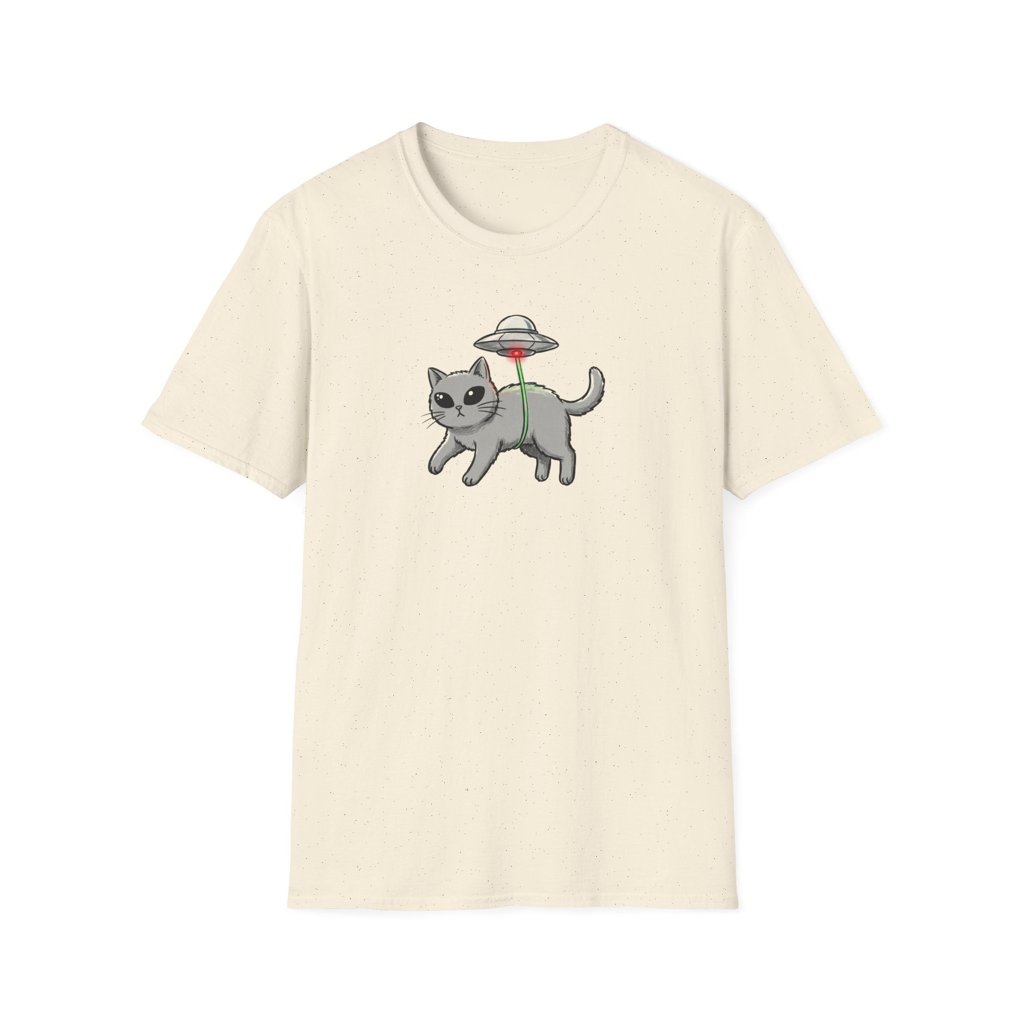 Funny UFO Cat Abduction Unisex T-Shirt - Retro Alien Space Cat Graphic Tee