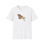 Minimalist Monarch Butterfly and Daisy Unisex T-Shirt - Vintage Botanical Flower Graphic Tee