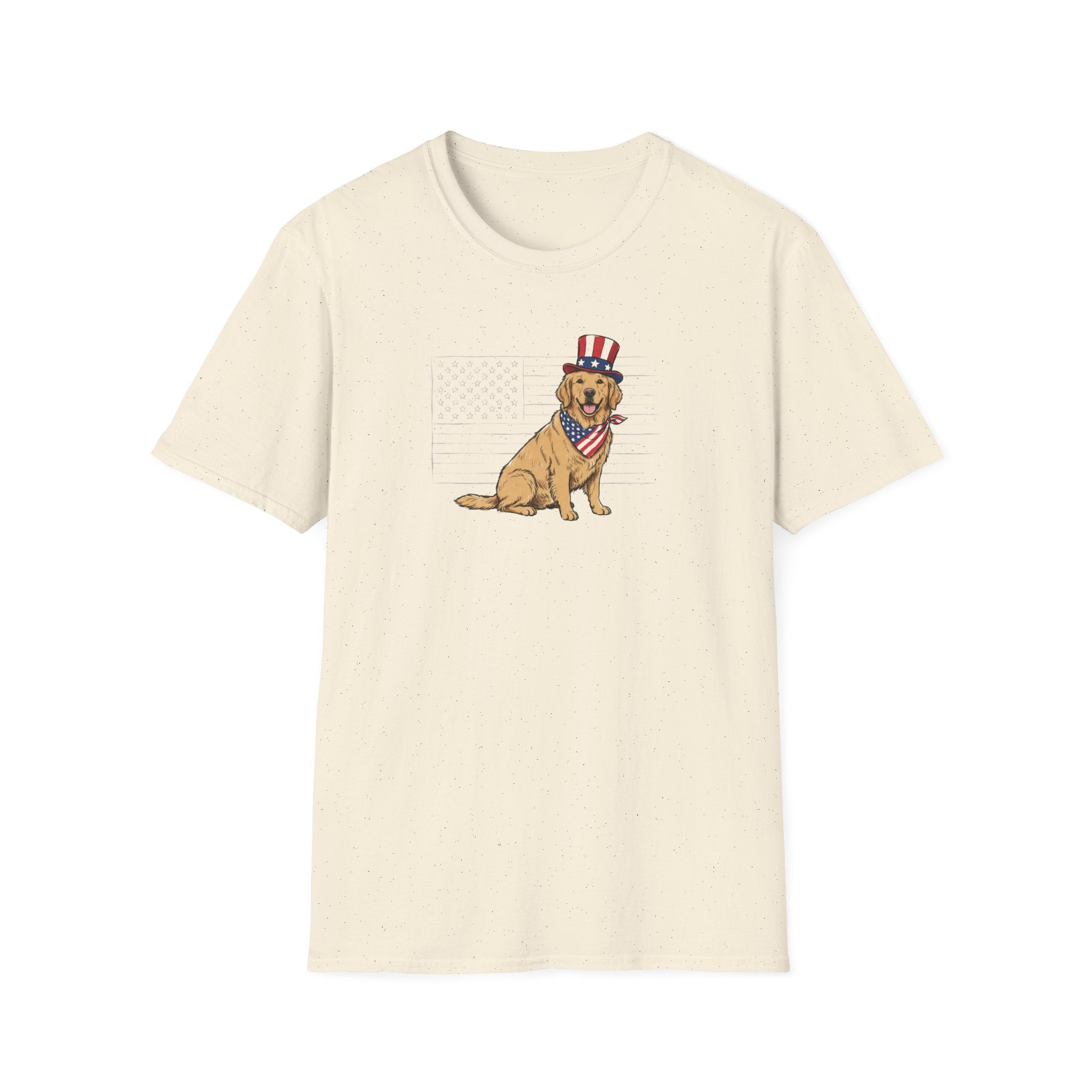 Patriotic Golden Retriever Unisex T-Shirt | 4th of July American Flag Dog Graphic Tee