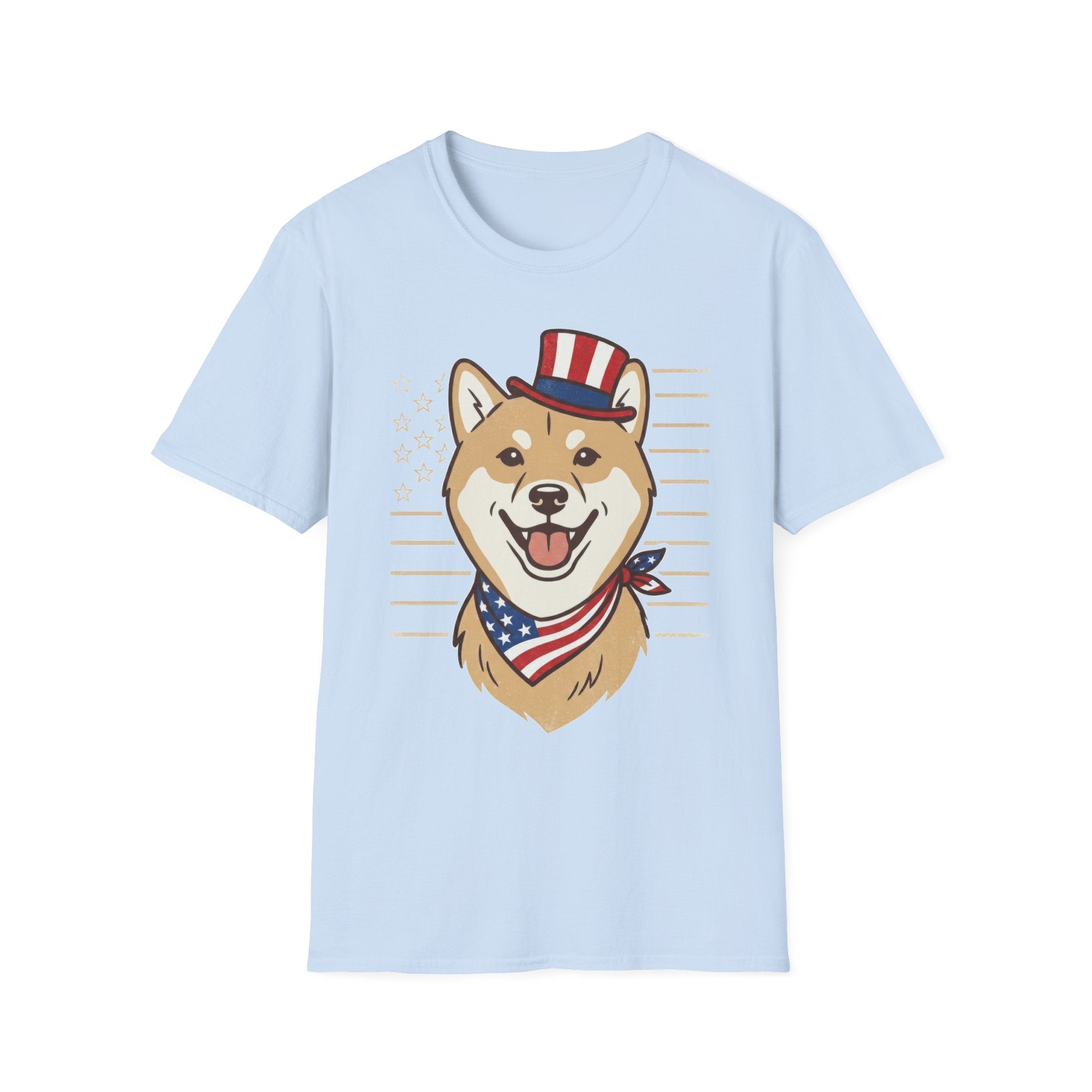 Patriotic Shiba Inu USA Flag Bandana Unisex T-Shirt