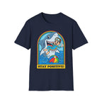 Stay Positive Shark Graphic T-Shirt - Retro Cartoon Ocean Fun Tee